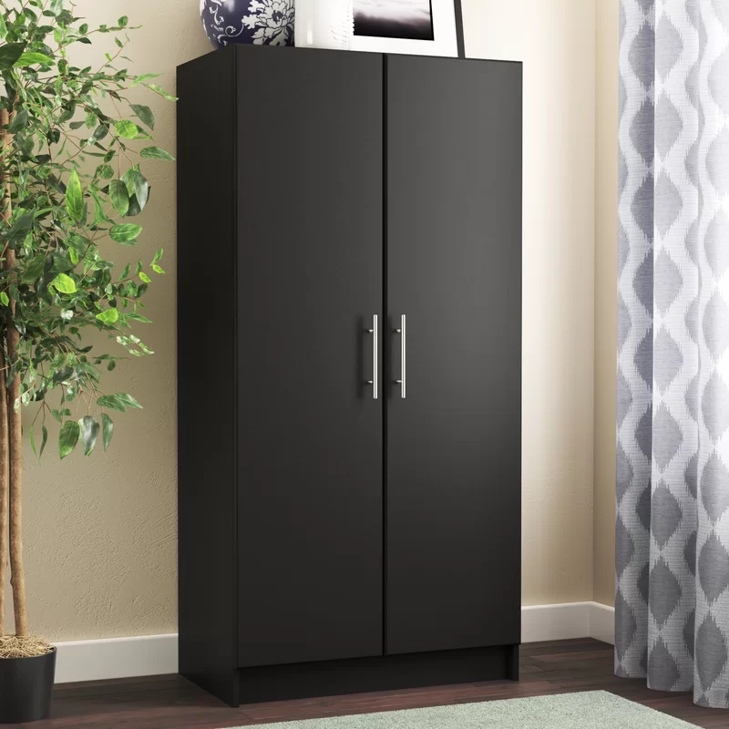 Prepac Elite 2 Door Wardrobe Cabinet. 32″ W x 65″ H x 20″ D. Black