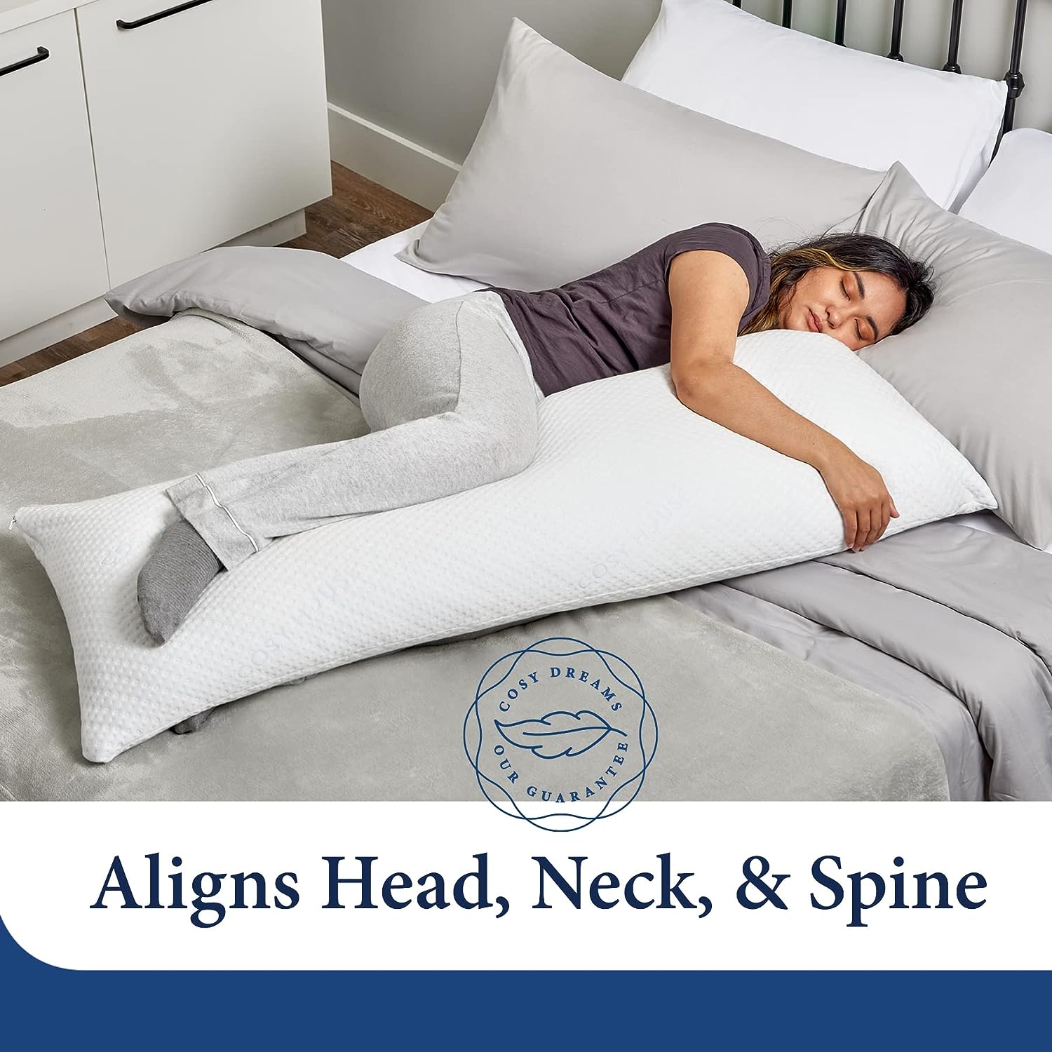 Cosy House Collection Luxury Rayon Derived from Bamboo Body Pillow for Side & Back Sleepers -Supportive. Soft. Fluffy. & Quality Long Pillow - Measures 54 x 20