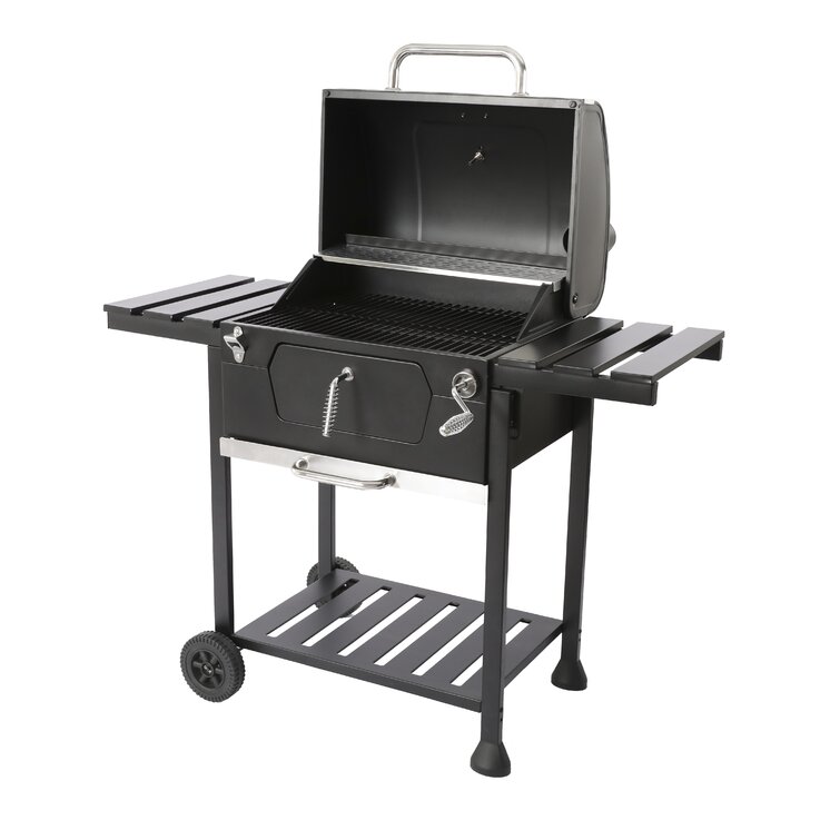 Royal Gourmet 24″ Crop Barrel Charcoal Grill with Side Shelf and Cover