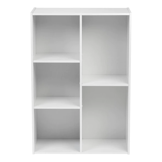 IRIS 596323 White Wood 5-Shelf Bookcase (23.64-in W x 34.67-in H x 11.43-in D)