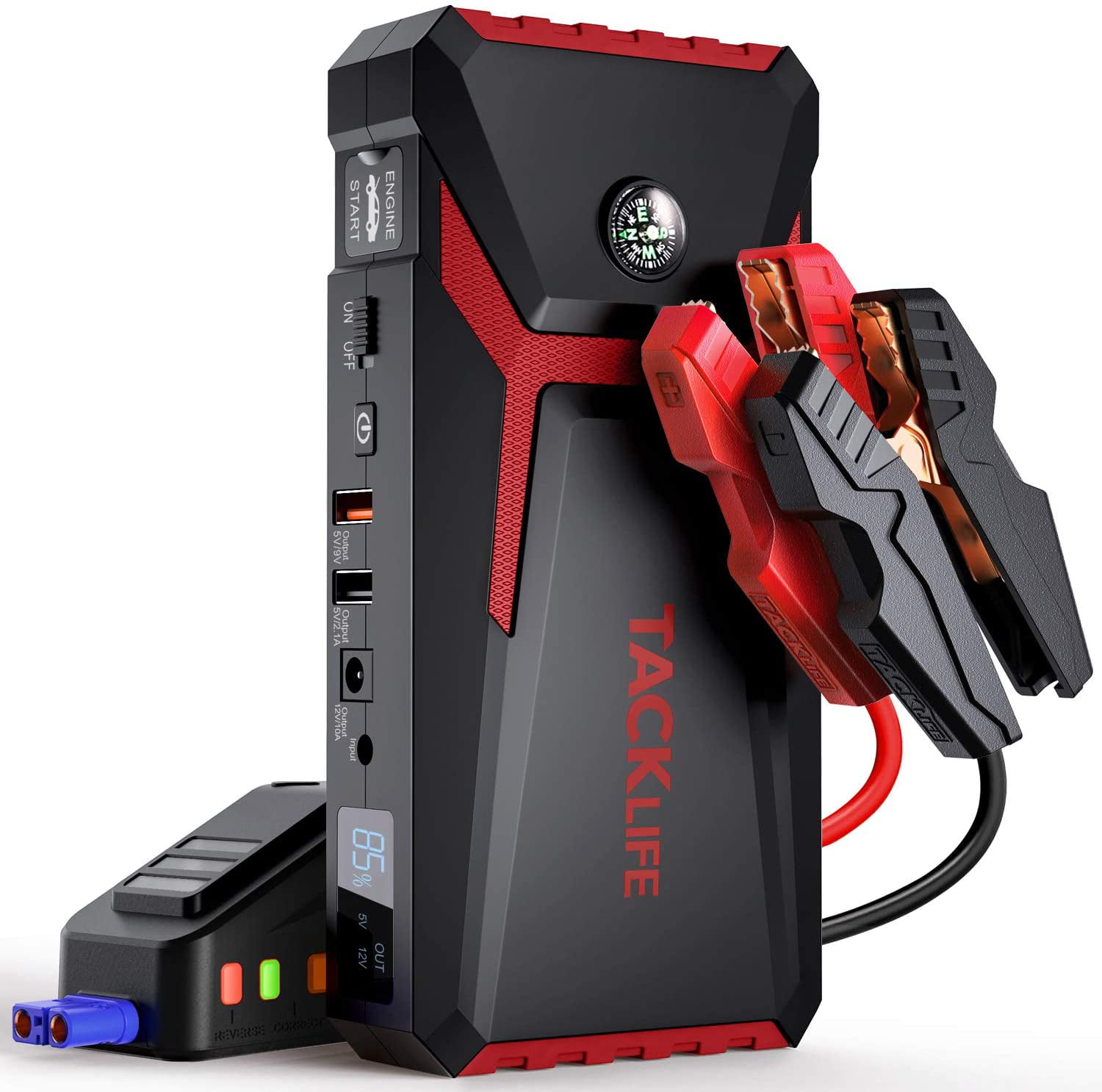 Tacklife 800A Peak 18000mAh Car Jump Starter Up to 7.0L Gas. 5.5L Diesel Engine. 12V Auto Battery Booster T8 Red