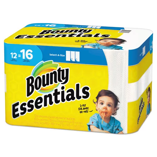 Bounty Essentials Select-A-Size Kitchen Roll Paper Towels. 2-Ply. 83 Sheets/roll. 12 Rolls/carton | Bundle of 2 Cartons