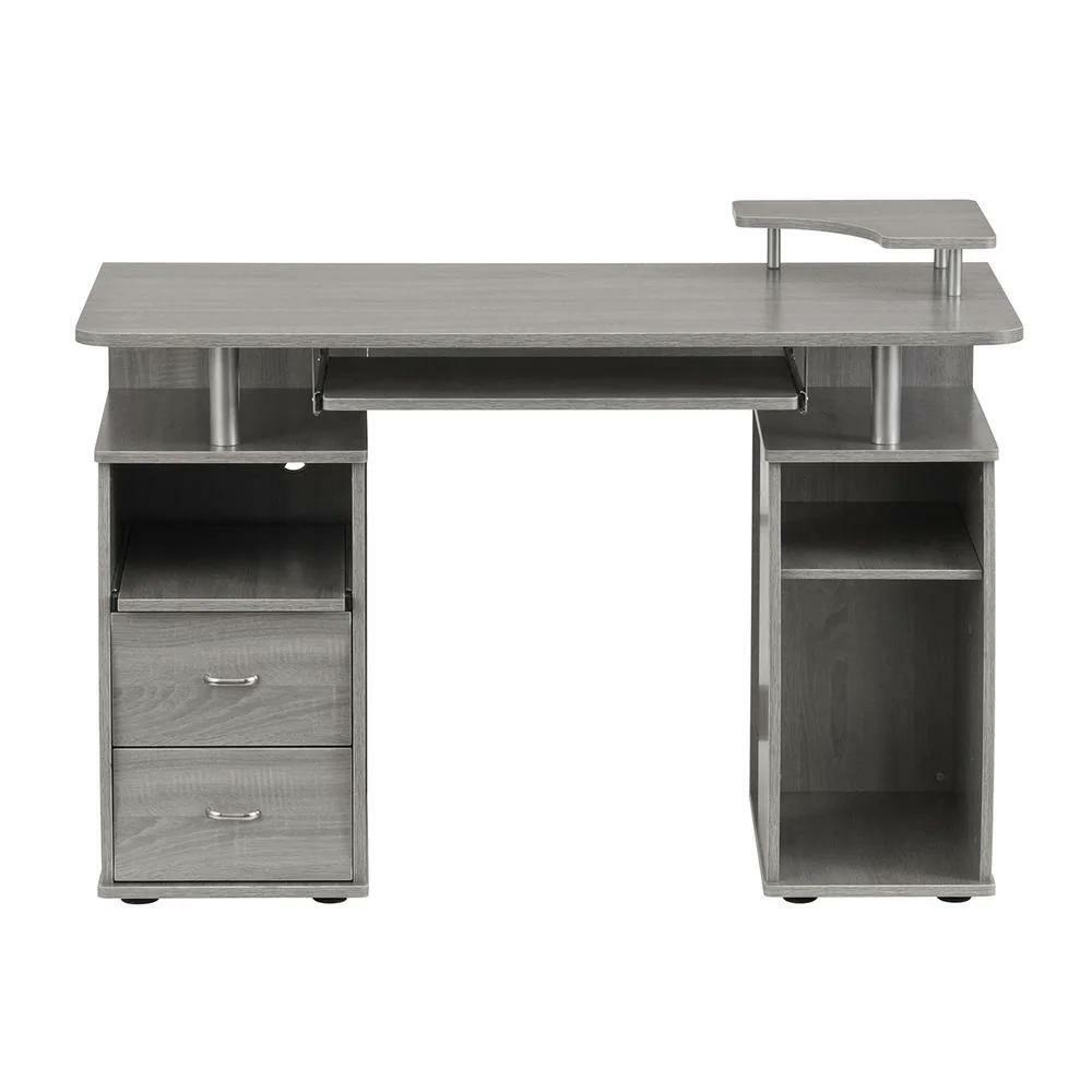 TECHNI MOBILI RTA-8211-GRY Rectangular Gray 2 Drawer Computer Desk with Keyboard Tray