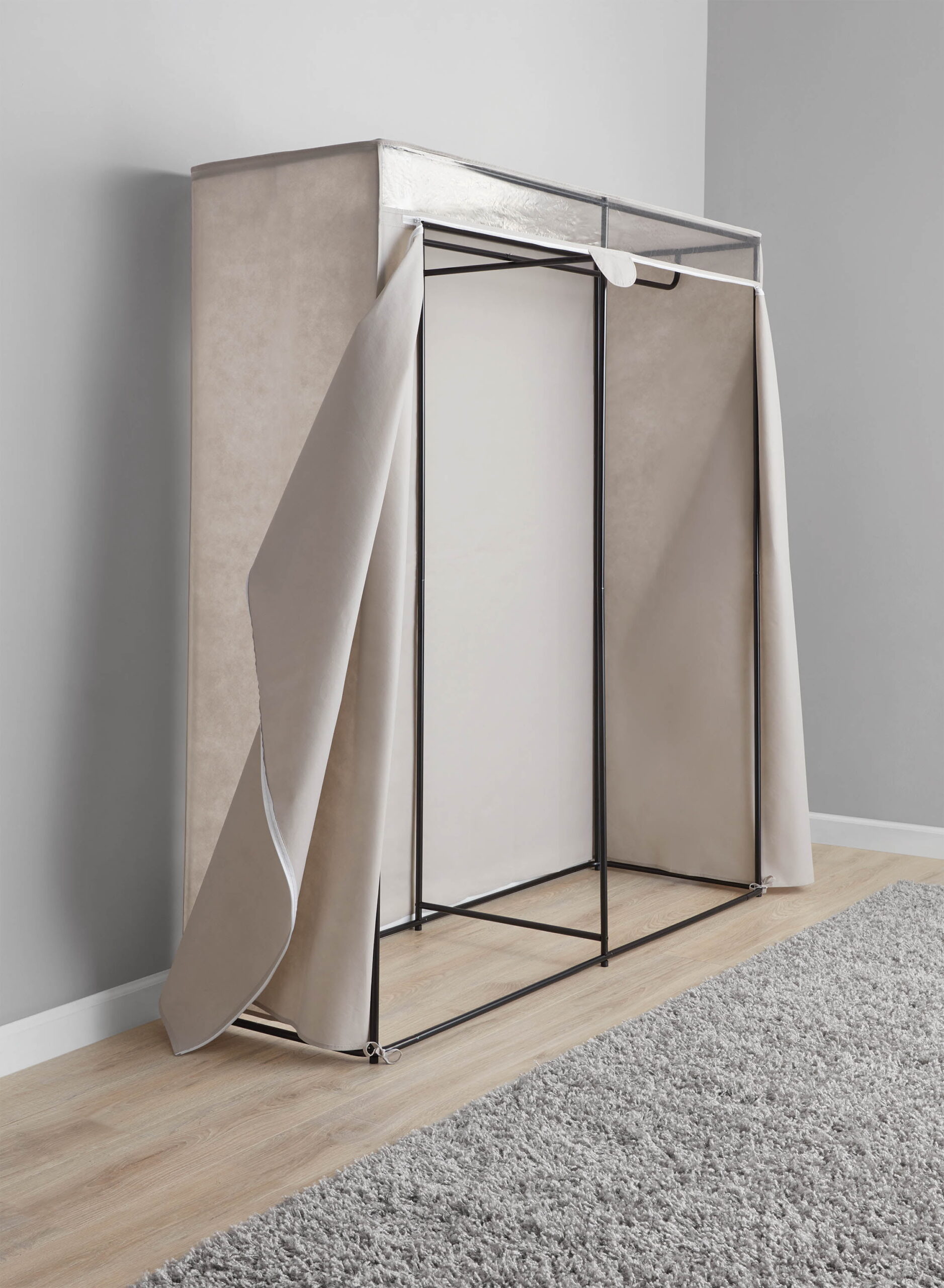 Mainstays Extra Wide Single Tier Zippered Clothes Closet. 60″. Grey Pumice. Bedroom