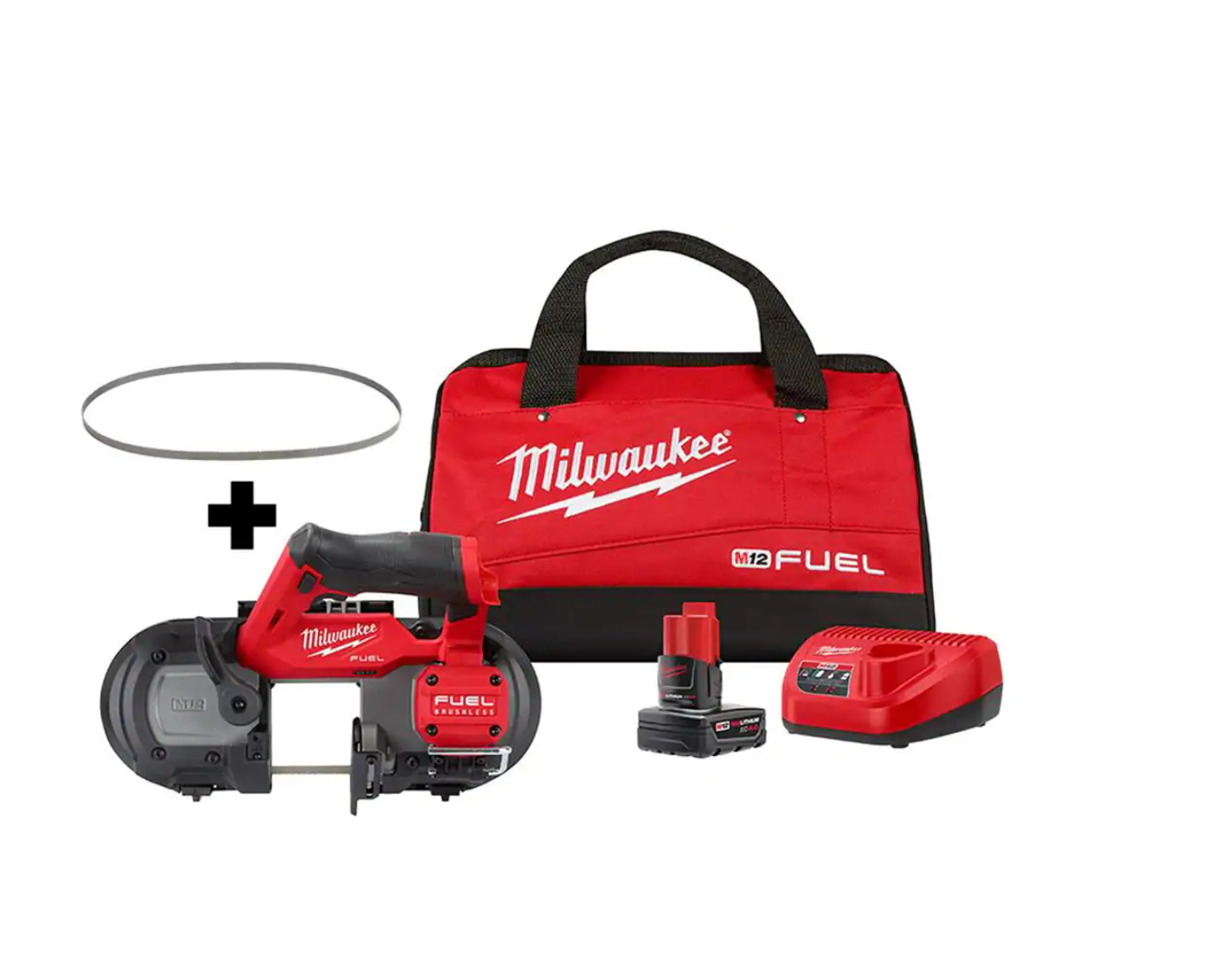 Milwaukee 2529-21XC-48-39-0631 M12 FUEL 12V Lithium-Ion Cordless Compact Band Saw XC Kit with (4) Band Saw Blades