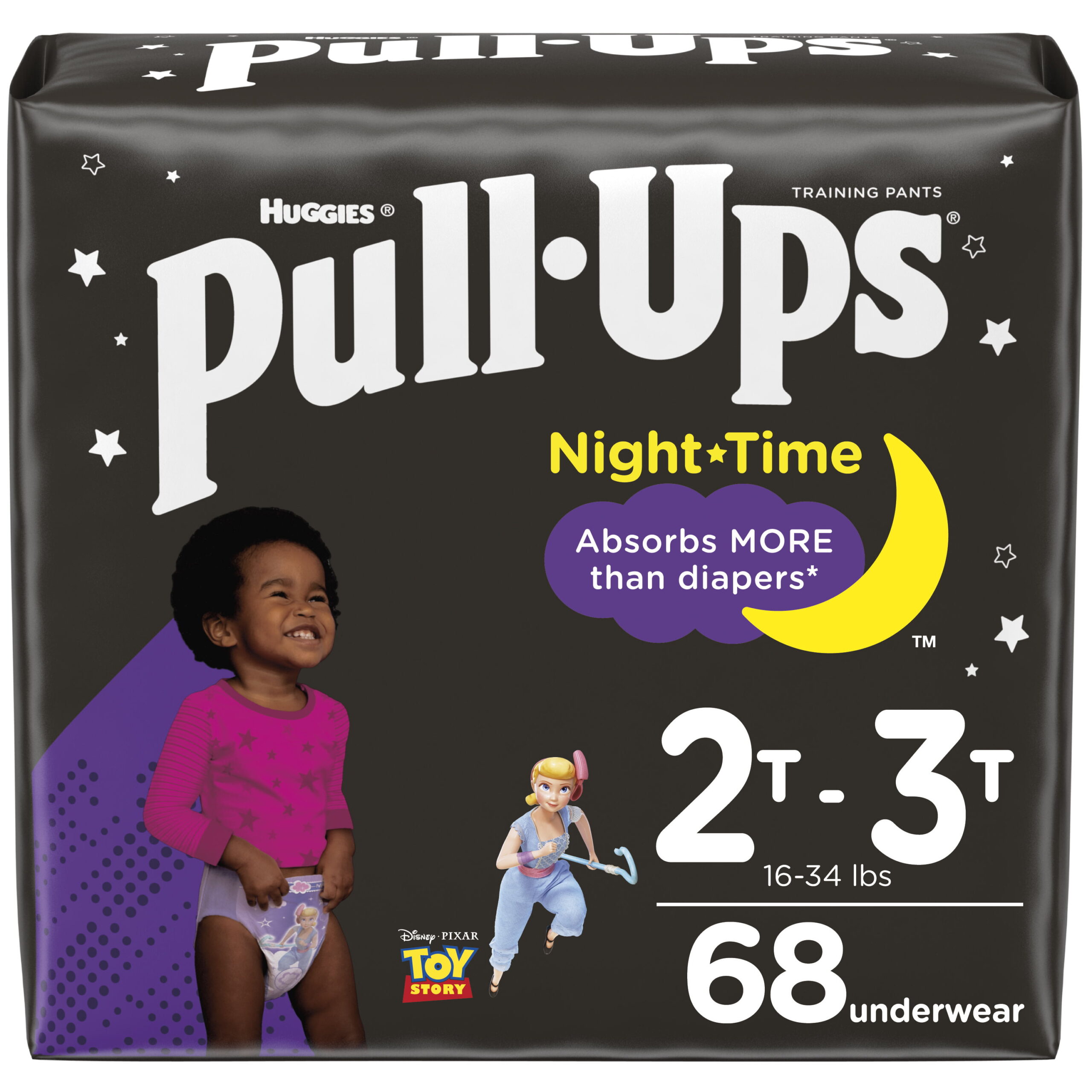 Huggies Pull-Ups Girls- Night-Time Potty Training Pants. 2T-3T. 68 Ct
