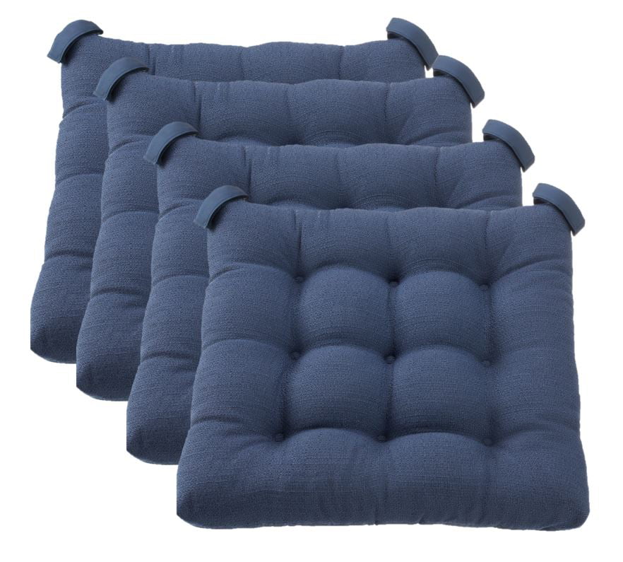 Mainstays Textured Chair Seat Pad (Chair Cushion). Navy Color. 4-Piece Set