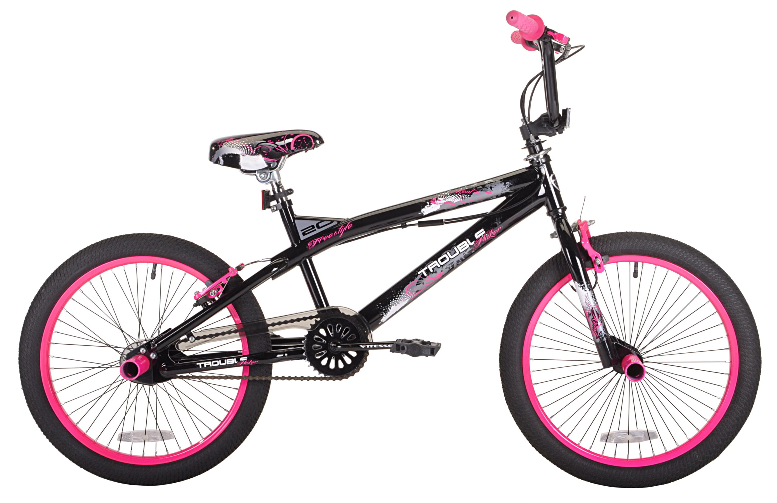 Kent 20″ Girls-. Trouble BMX Bike. Black/Pink