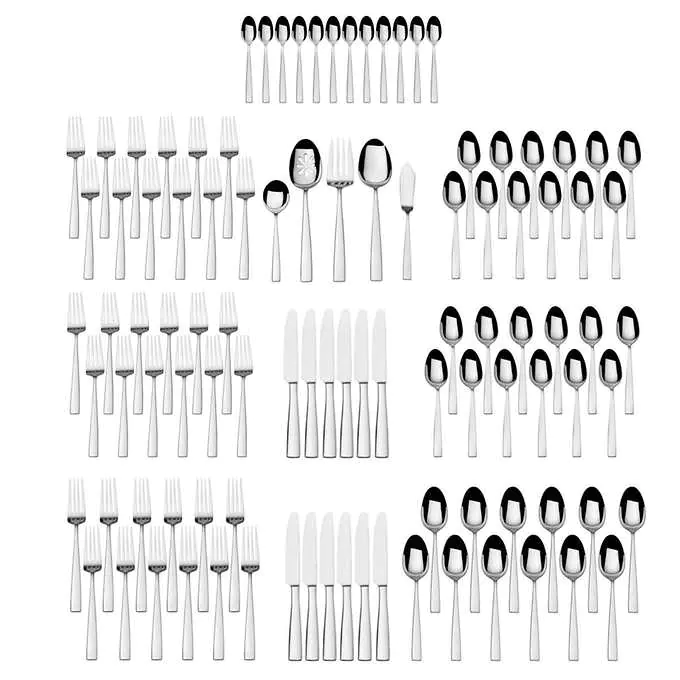 Mikasa Everett 101-Piece 18/10 Stainless Steel Flatware Set. Service For 12