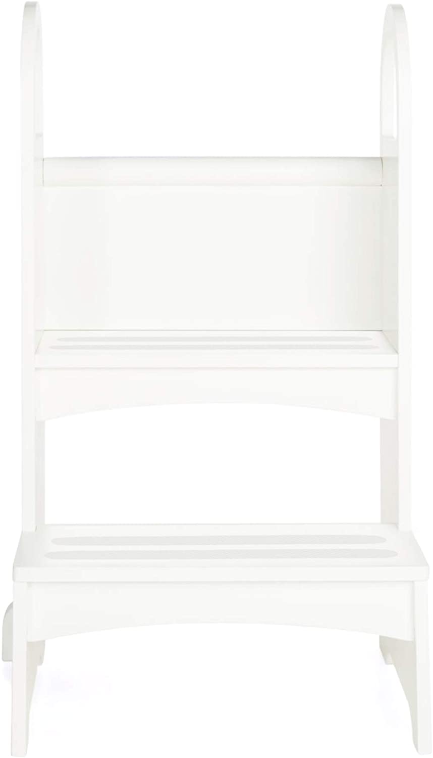 Guidecraft Kitchen Helper High-Rise Step-Up - White - Two Step Stool with Handles and Safety Non-Slip Treads and Anti-Tip Feet for Kids and Adults- Quality Wood Learning Furniture