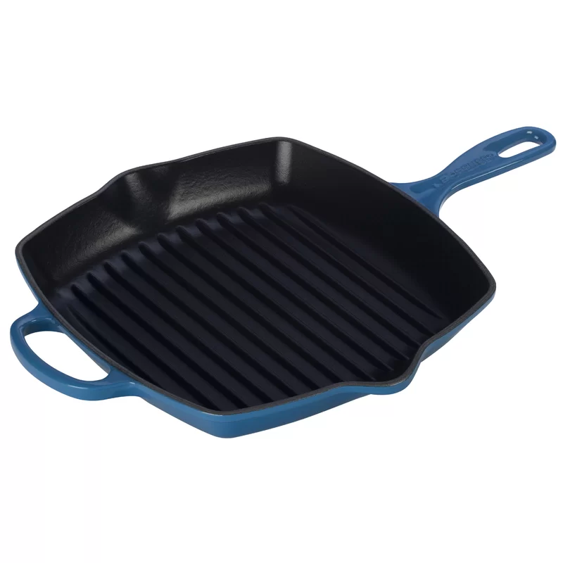 Le Creuset LS2021-2659 Enameled Cast Iron Signature Square Skillet Grill. 10.25″. Marseille