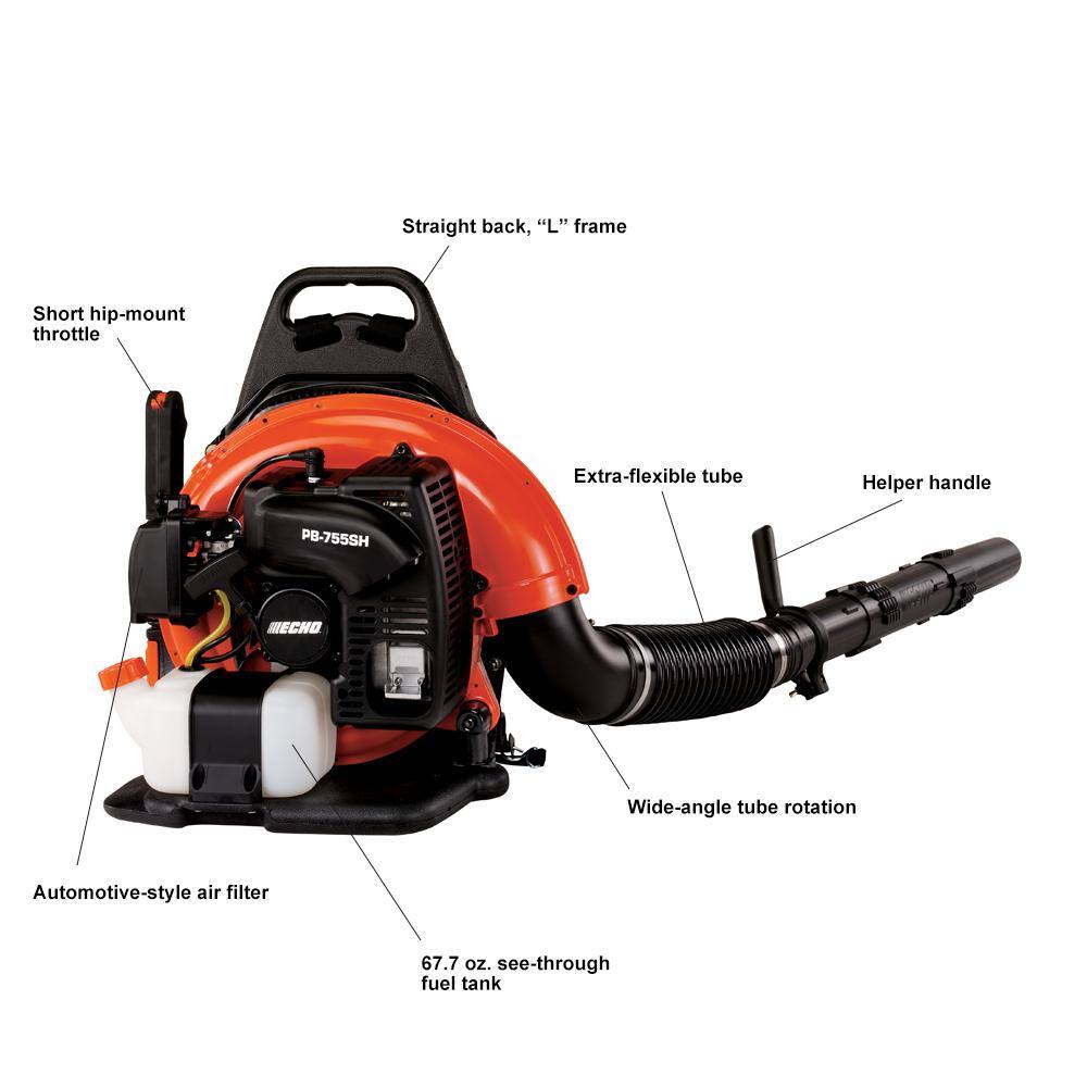 ECHO PB-755SH 233 MPH 651 CFM 63.3cc Gas 2-Stroke Backpack Leaf Blower