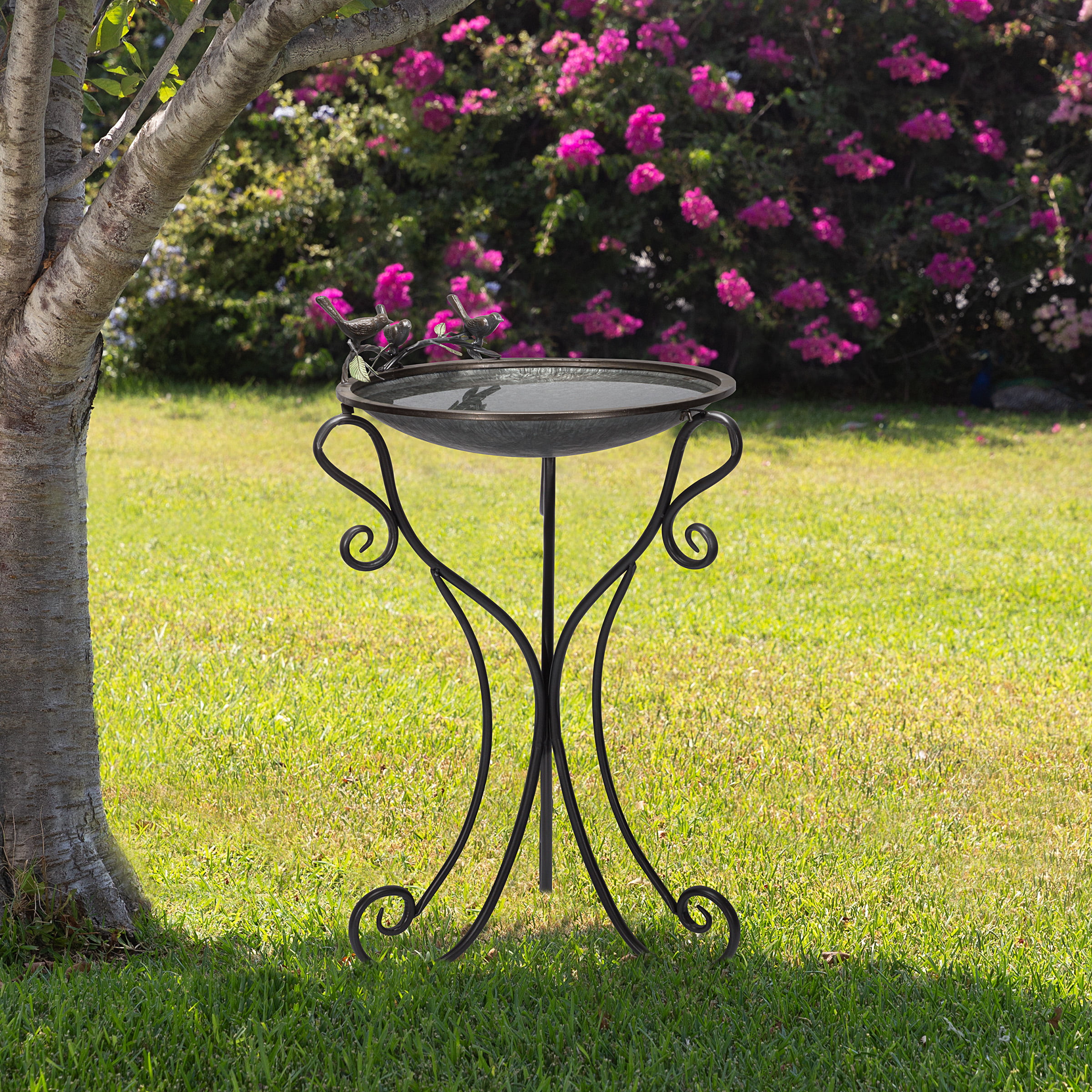 Alpine Corporation 22″ x 24″ x 36″ Decorative Metal Birdbath Bowl on Stand. Rustic