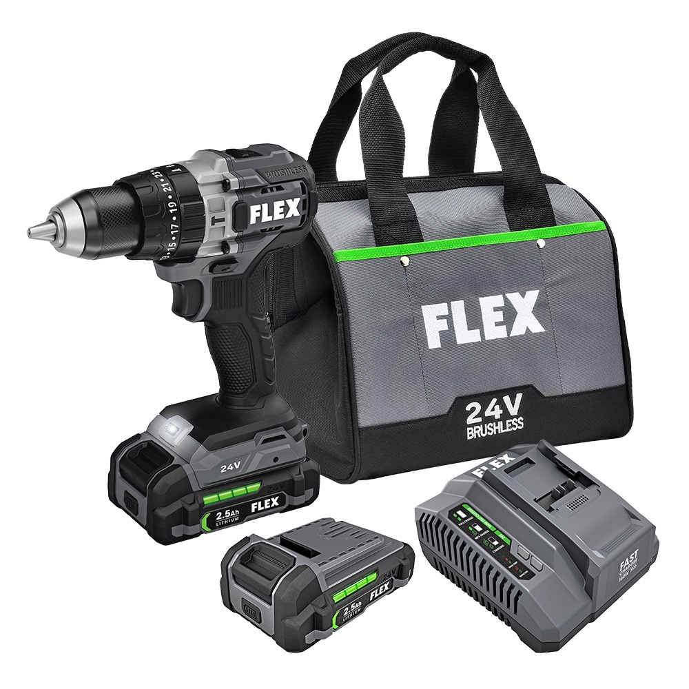 FLEX 1/2-in 24-volt-Amp Variable Speed Brushless Cordless Hammer Drill (2-Batteries Included)