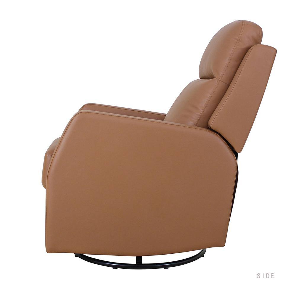 JAYDEN CREATION  Coral Classic Camel Upholstered Rocker Wingback Swivel Recliner with Metal Base