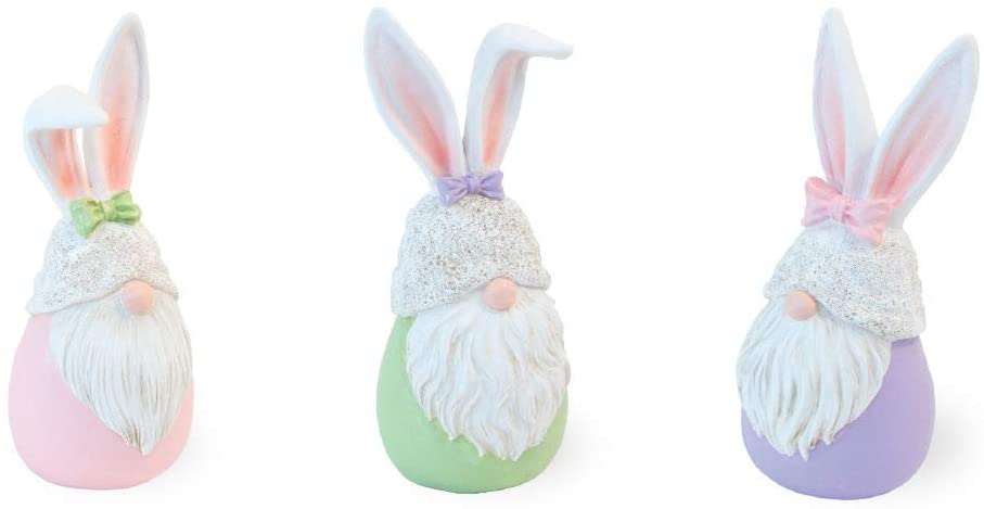 Boston International Bunny Gnomes Pastel 5 x 2 Resin Stone Easter