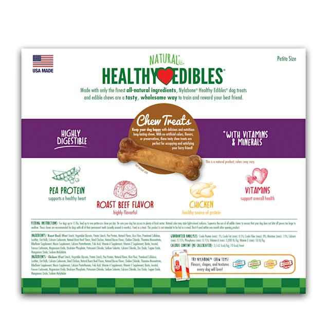 Nylabone Healthy Edibles 2 Flavor Variety Pack Petite Dog Bone Chews. X-Small. Count of 34
