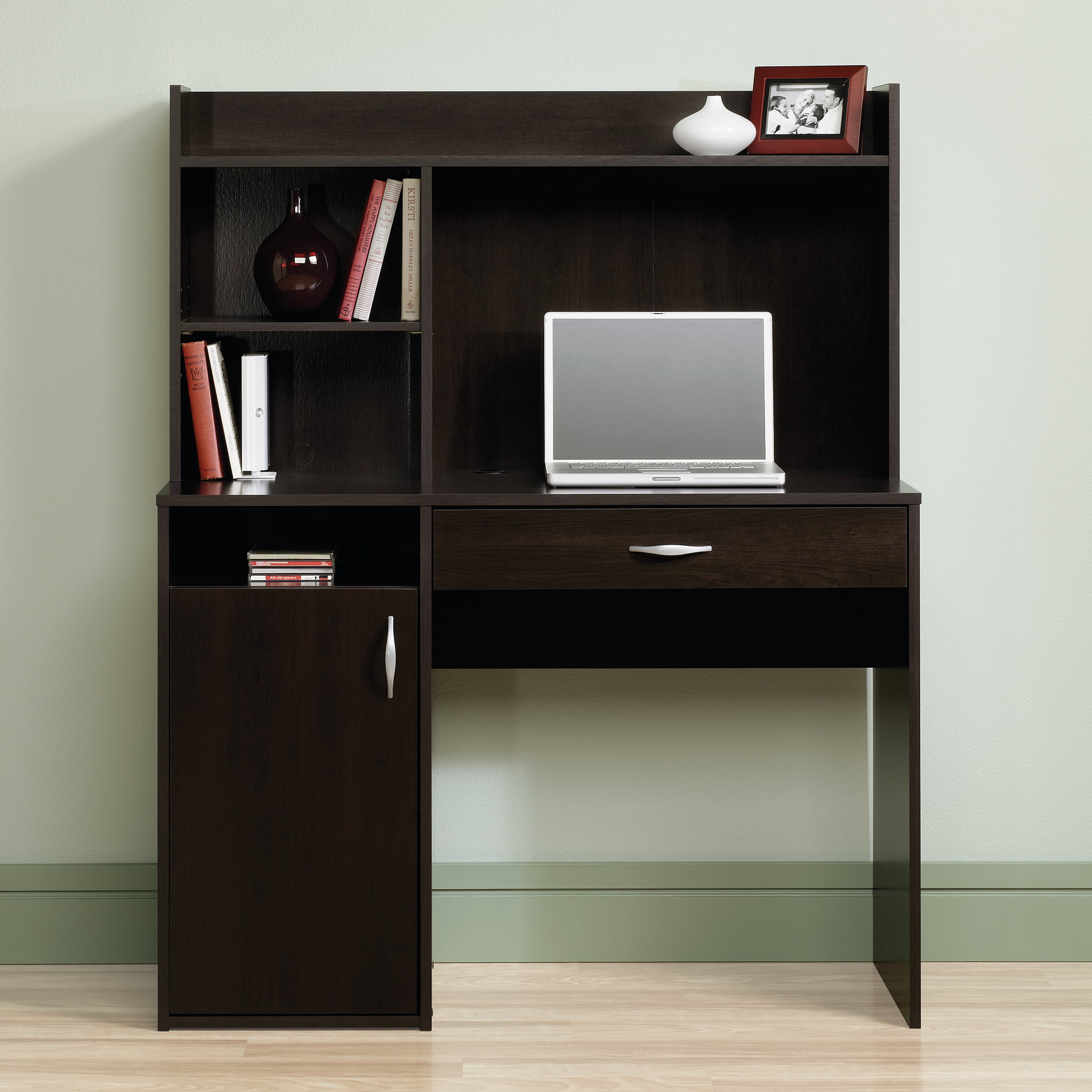 Sauder Beginnings Desk with Drawer and Hutch. Cinnamon Cherry