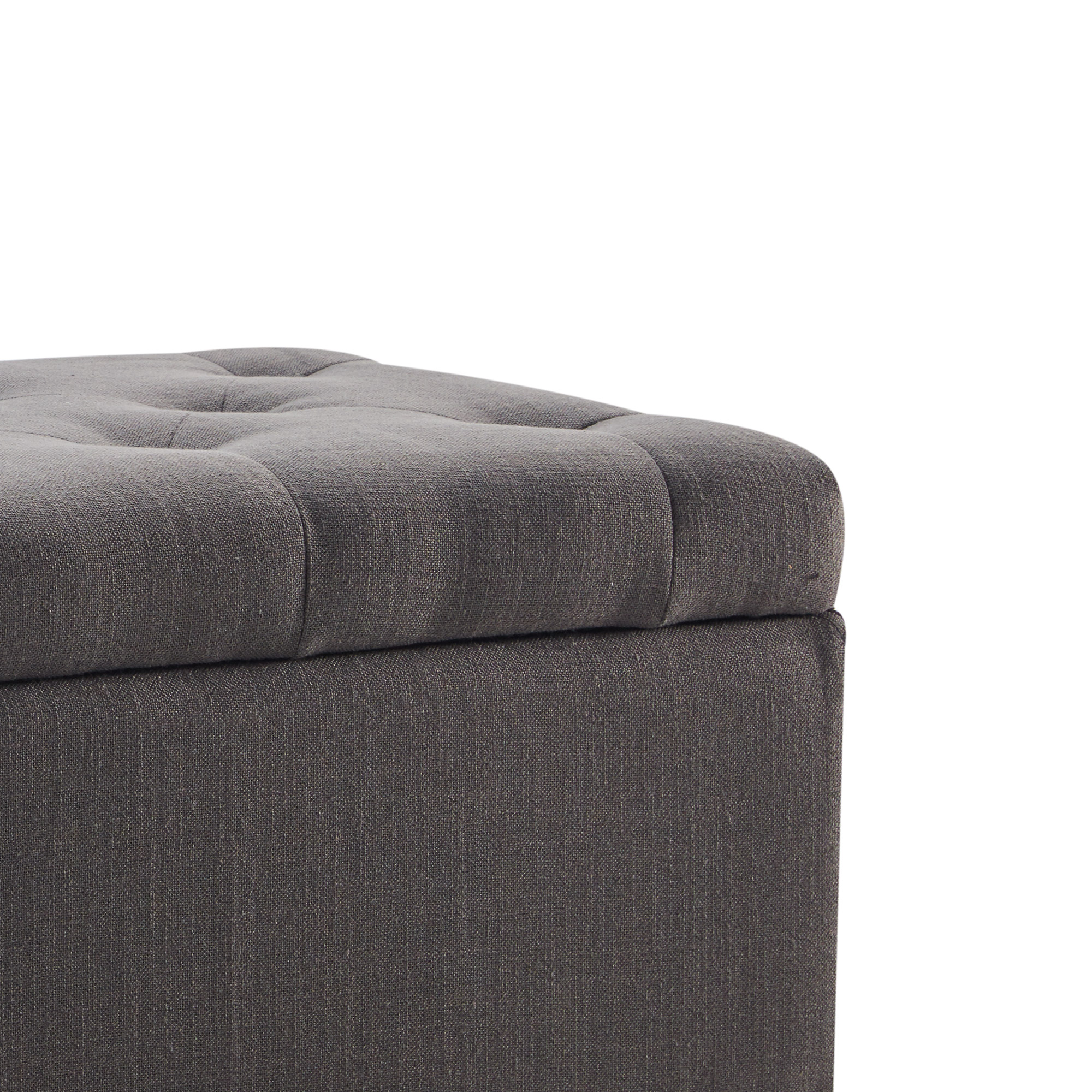 Belleze 48″ Rectangular Linen Storage Ottoman Bench Footrest. Large. Dark Grey