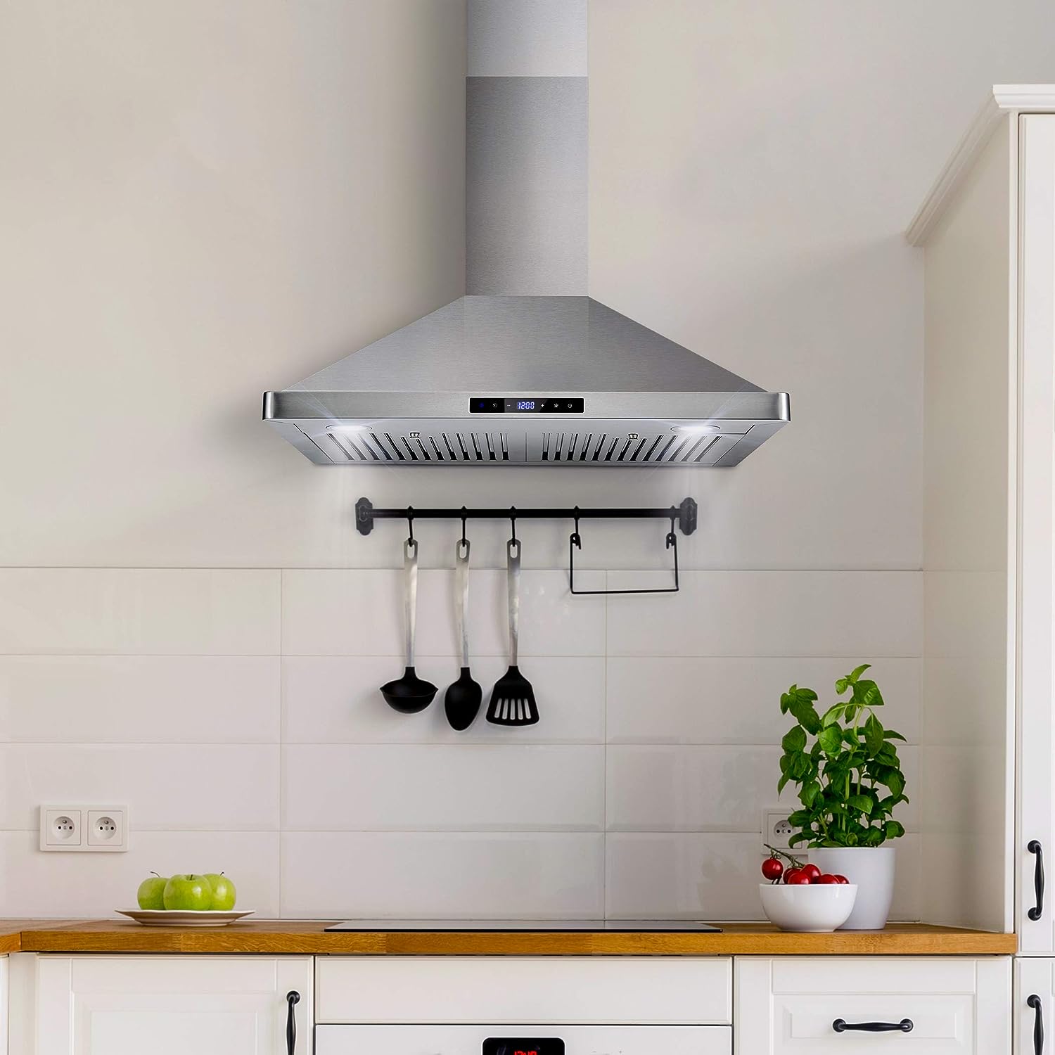 COSMO COS-63175S Wall Mount Range Hood with Ducted Convertible Ductless (No Kit Included). Ceiling Chimney-Style Stove Vent. LEDs Light. Permanent Filter. 3 Speed Fan in Stainless Steel (30 inch)