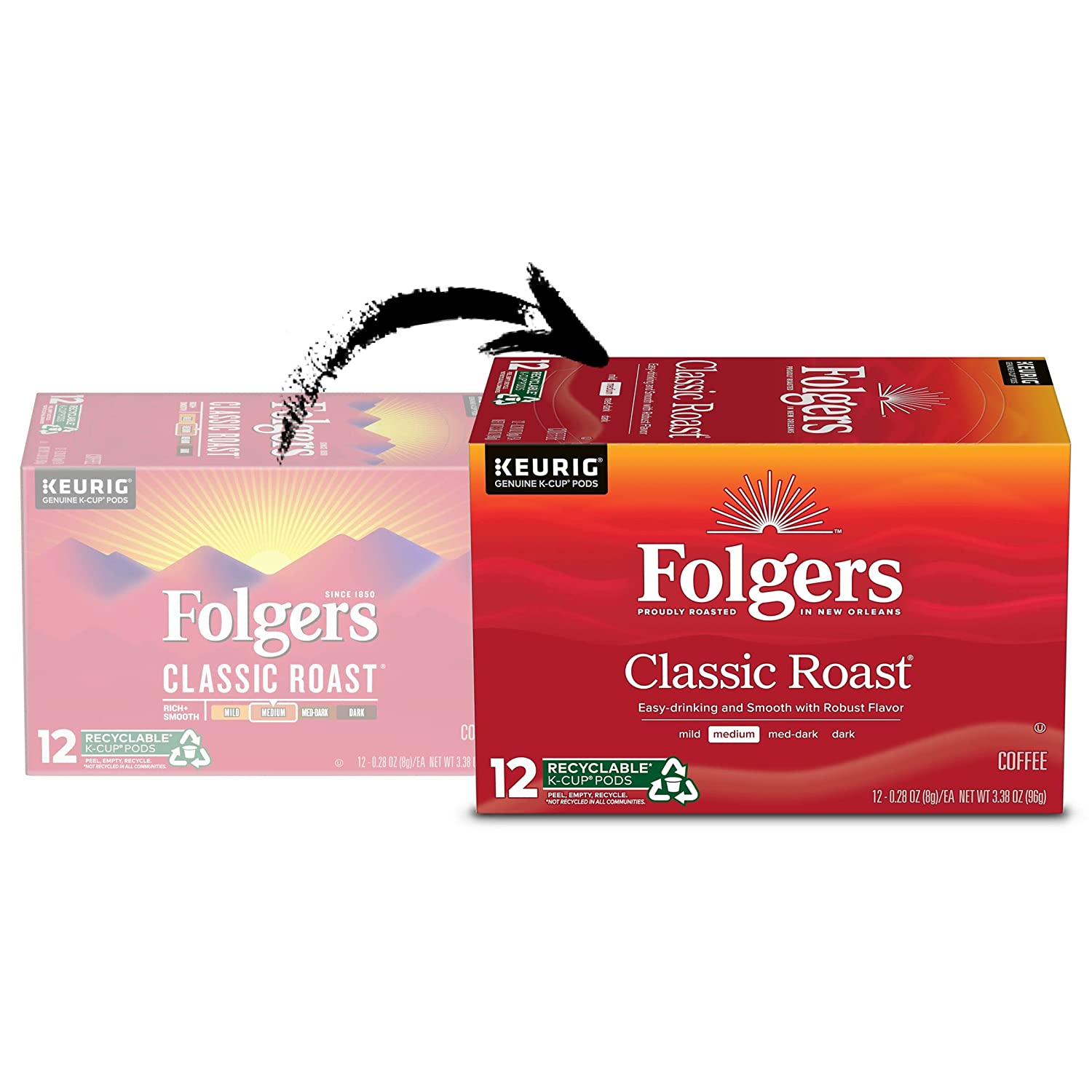 Folgers Classic Roast Medium Roast Coffee. 72 Keurig K-Cup Pods