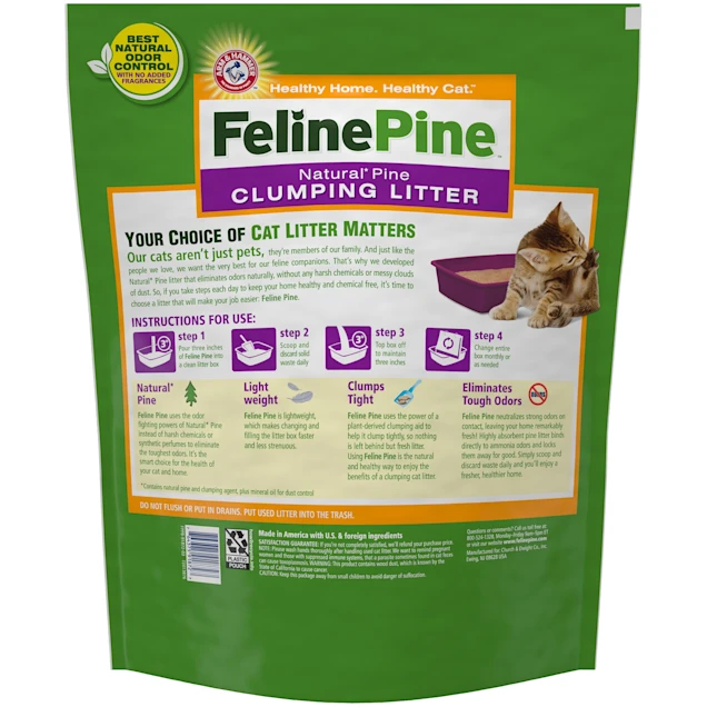 Feline Pine Natural Clumping Wood Cat Litter. 14 lbs.