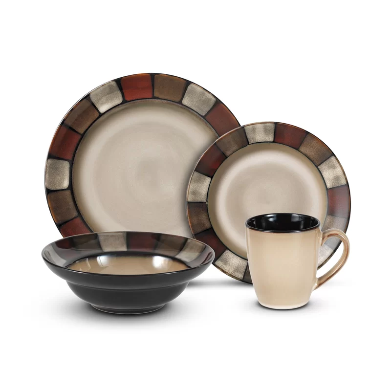 Pfaltzgraff 5217161 Taos 16-Piece Stoneware Dinnerware Set. Service for 4