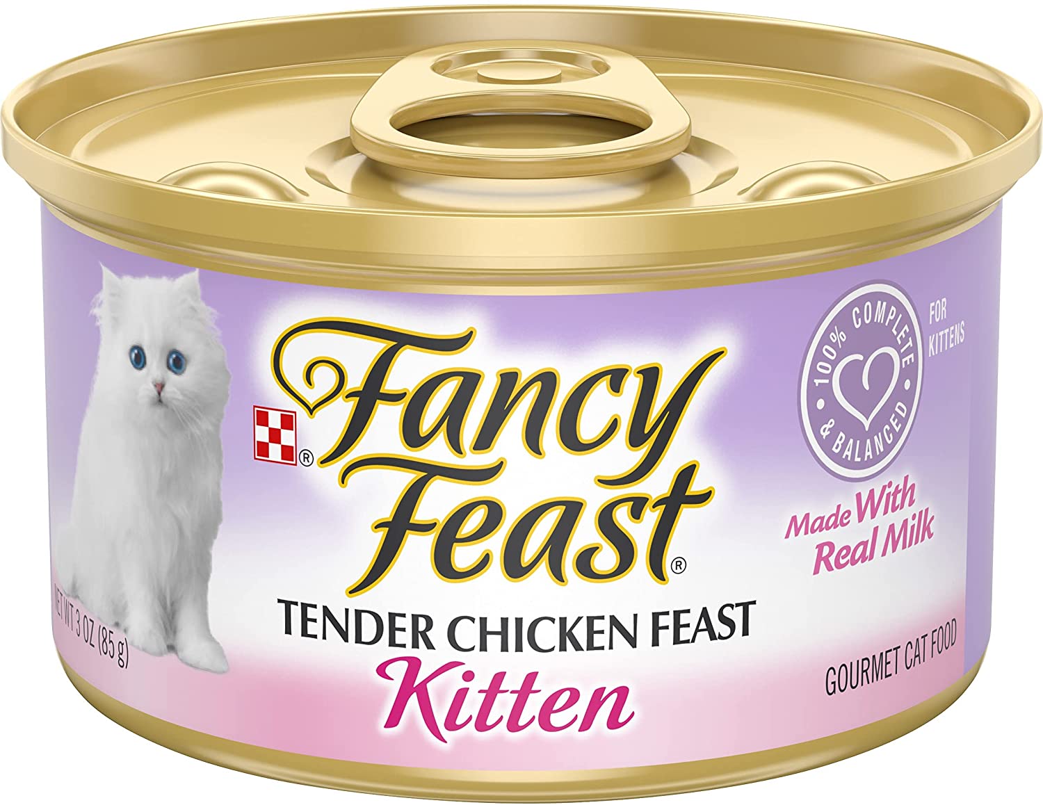 Purina Fancy Feast Grain Free Pate Wet Kitten Food. Tender Chicken Feast - (24) 3 oz. Cans