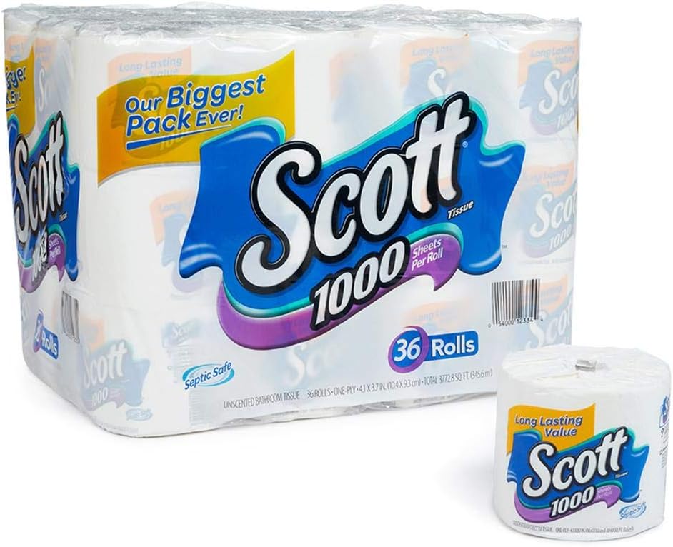 Scott 1000 Sheets Per Roll Toilet Paper.36 Rolls Bath Tissue
