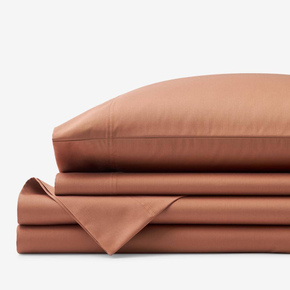 The Company Store  Company Cotton Wrinkle-Free 4-Piece Caramel Sateen Queen Sheet Set - Caramel