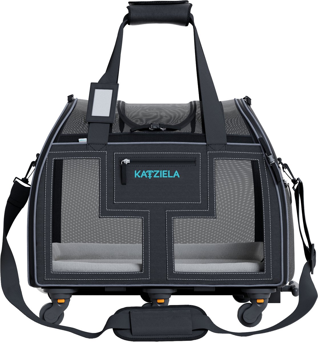 Katziela Rolling Pet Carrier Airline Approved - Pet Carrier with Wheels - Luxury Lorry - Deluxe TSA Approved Cat Carrier with Wheels - Small Airline Approved Dog Carrier Trolley - Plane Carry On Bag