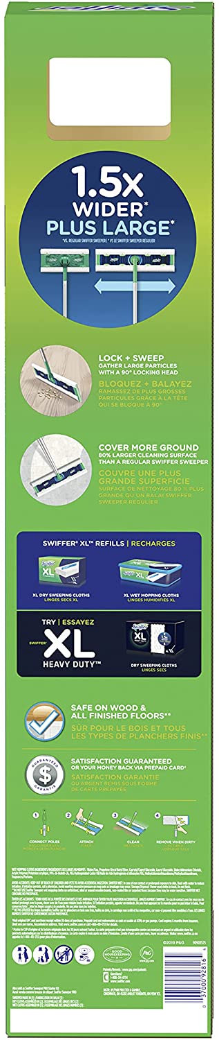 Swiffer Sweeper 2-in-1 Dry + Wet XL Multi Surface Floor Cleaner. Sweeping and Mopping Starter Kit. Includes 1 Mop. 8 Dry Cloths. 2 Wet Cloths