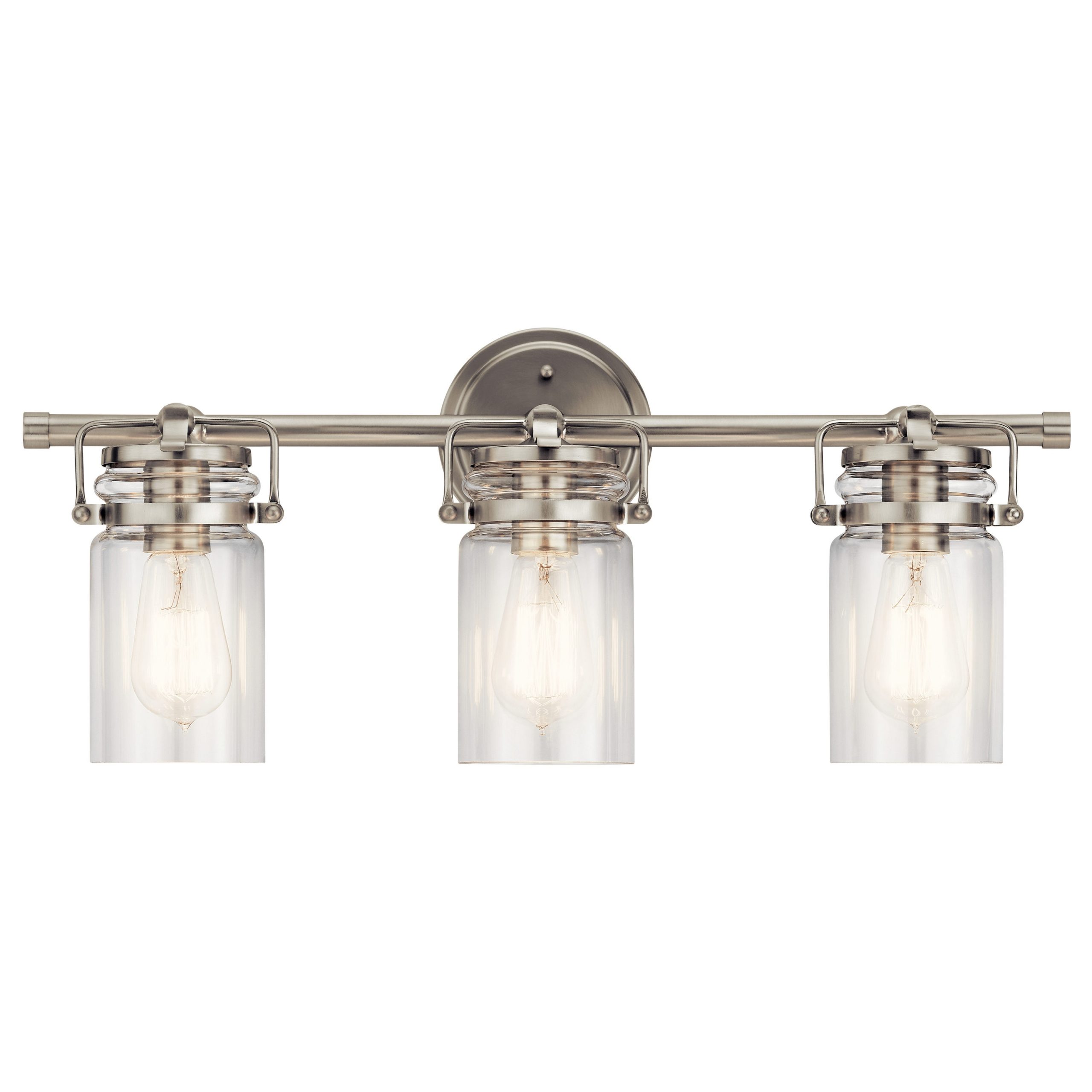 Kichler 45689NI Brinley 24-in 3-Light Brushed Nickel Farmhouse Vanity Light