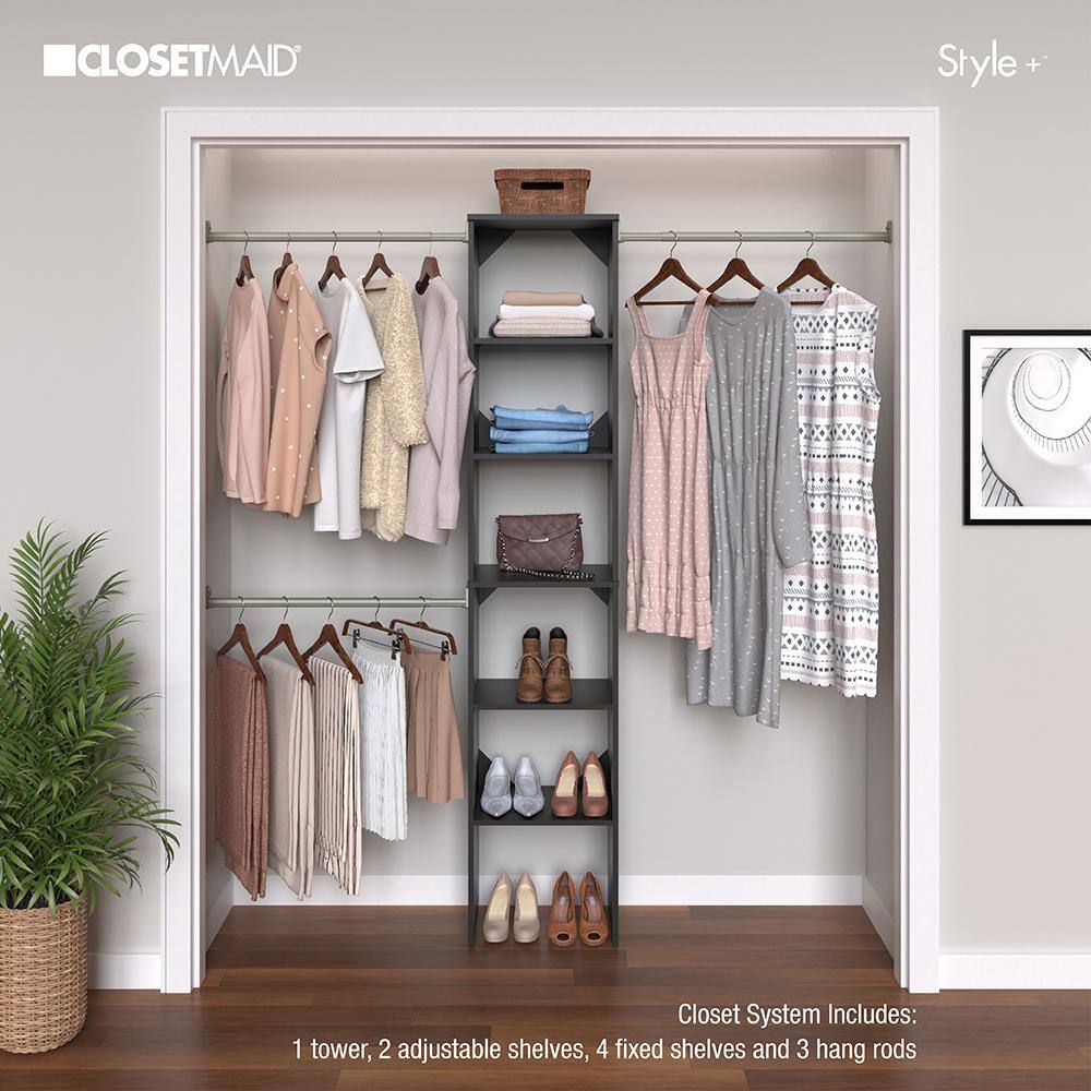 ClosetMaid 4364 Style+ 72 in. W - 113 in. W Noir Narrow Wood Closet System