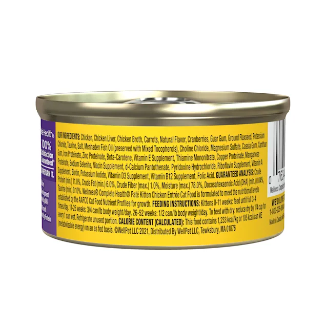Wellness Complete Health Kitten Chicken Pate Canned Wet Food. 3 oz.. Case of 24