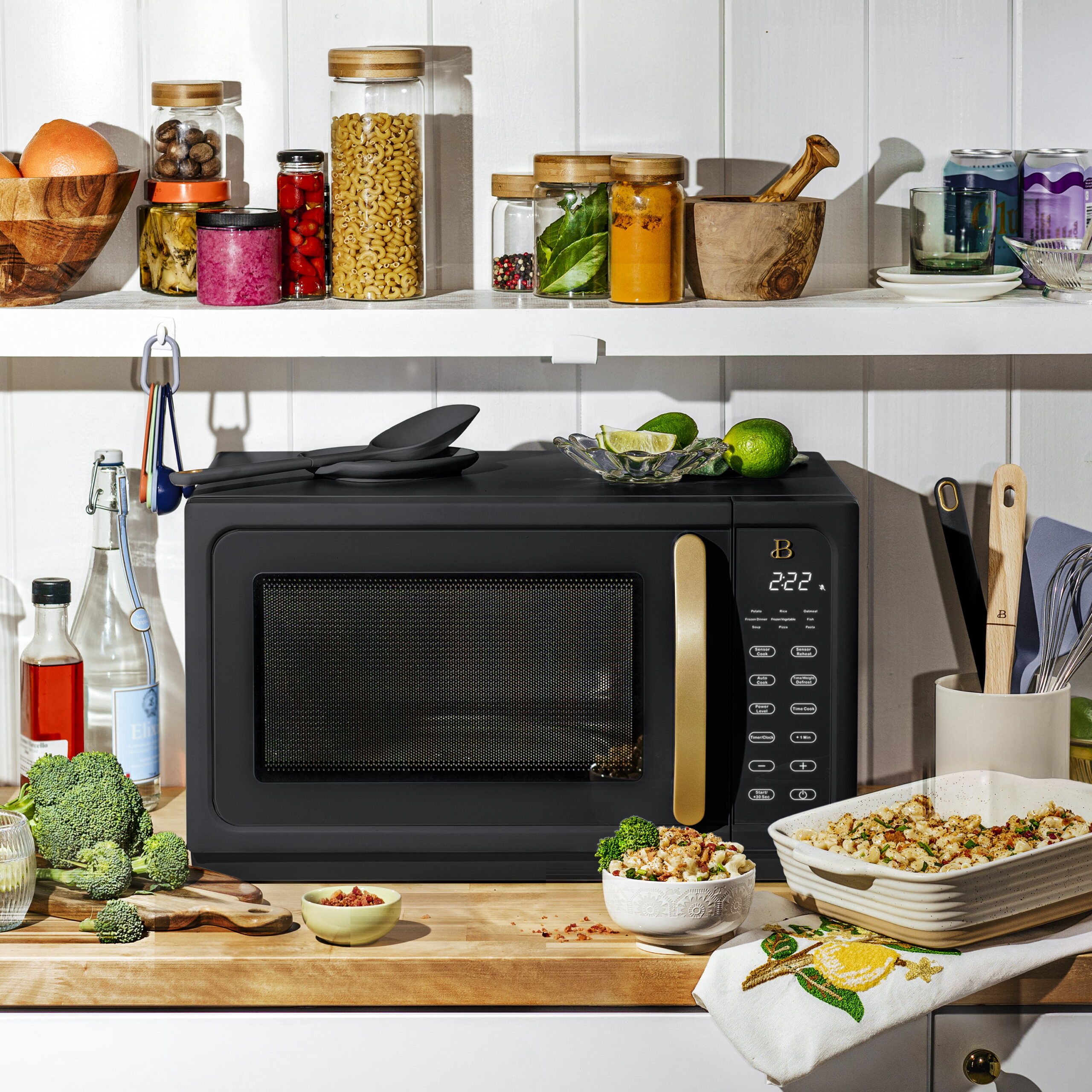 Beautiful 1.1 Cu ft 1000 Watt. Sensor Microwave Oven. Sesame Black by Drew Barrymore