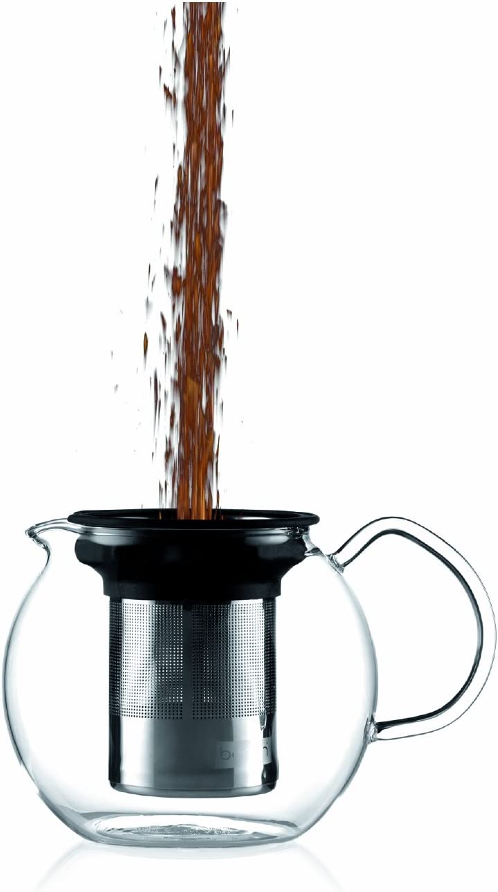 Bodum ASSAM Teapot. Glass Teapot with Stainless Steel Filter. 34 Ounce
