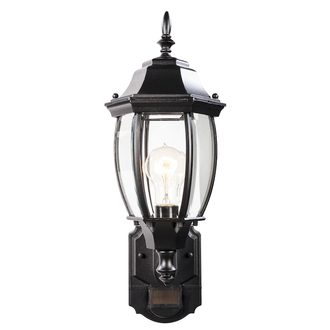 Secure Home  1-Light 14.375-in Black Motion Sensor Outdoor Wall Light