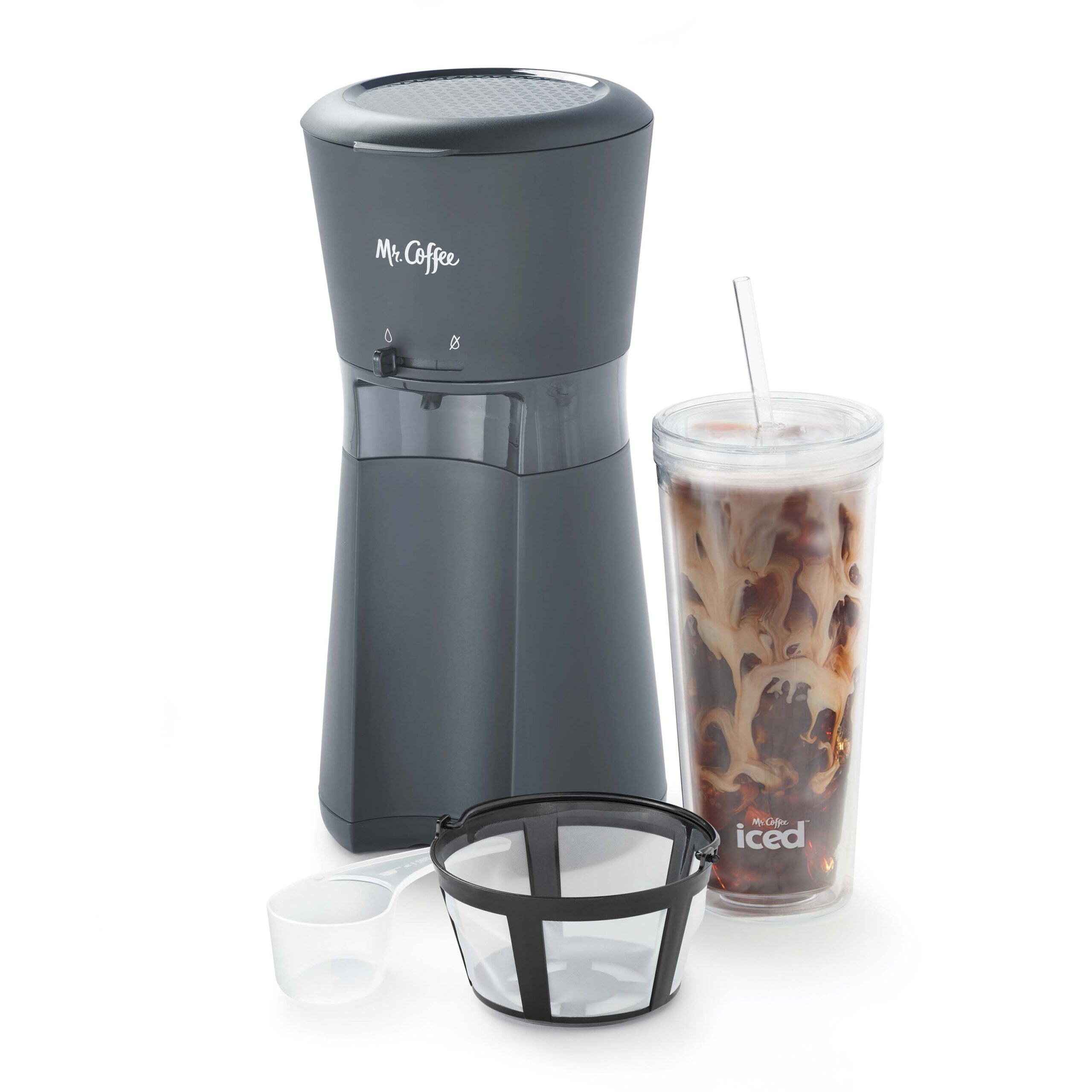 Mr. Coffee® Iced™ Coffee Maker with Reusable Tumbler and Coffee Filter. Dark Grey