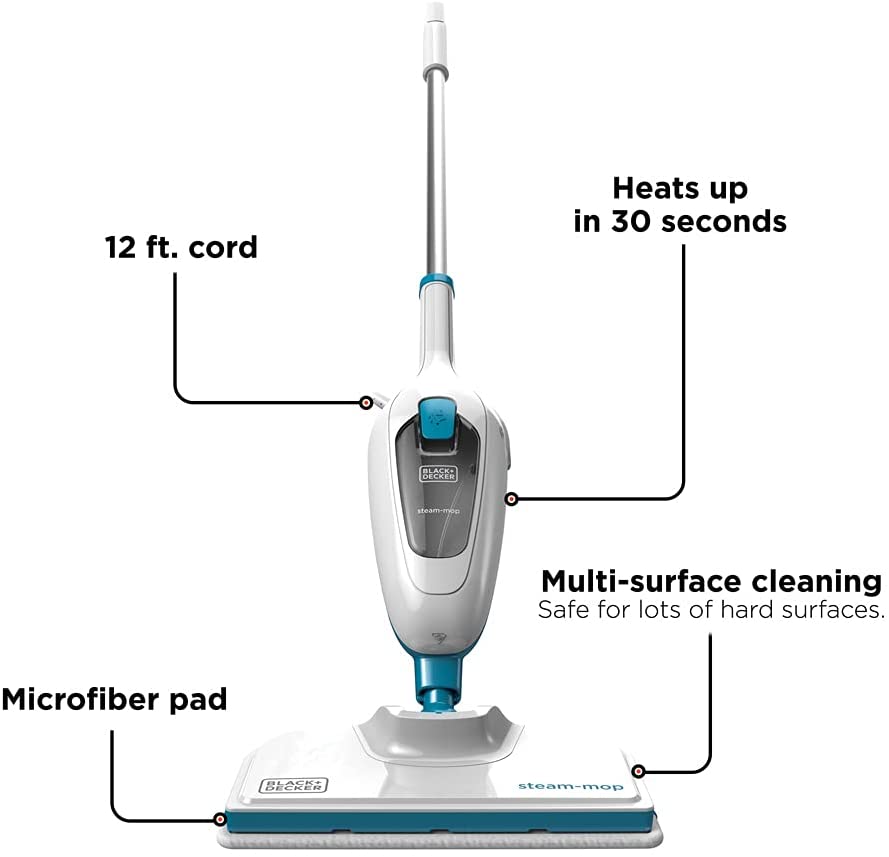 BLACK+DECKER  Classic 1-Speed Steam Mop. White 