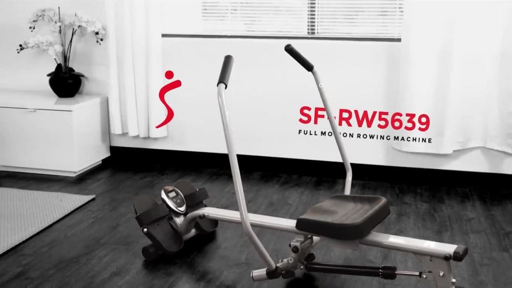 Sunny Health & Fitness Full Motion Cardio Rowing Machine Exercise Workout Rower w/ Hydraulic Cylinder and LCD Monitor. SF-RW5639