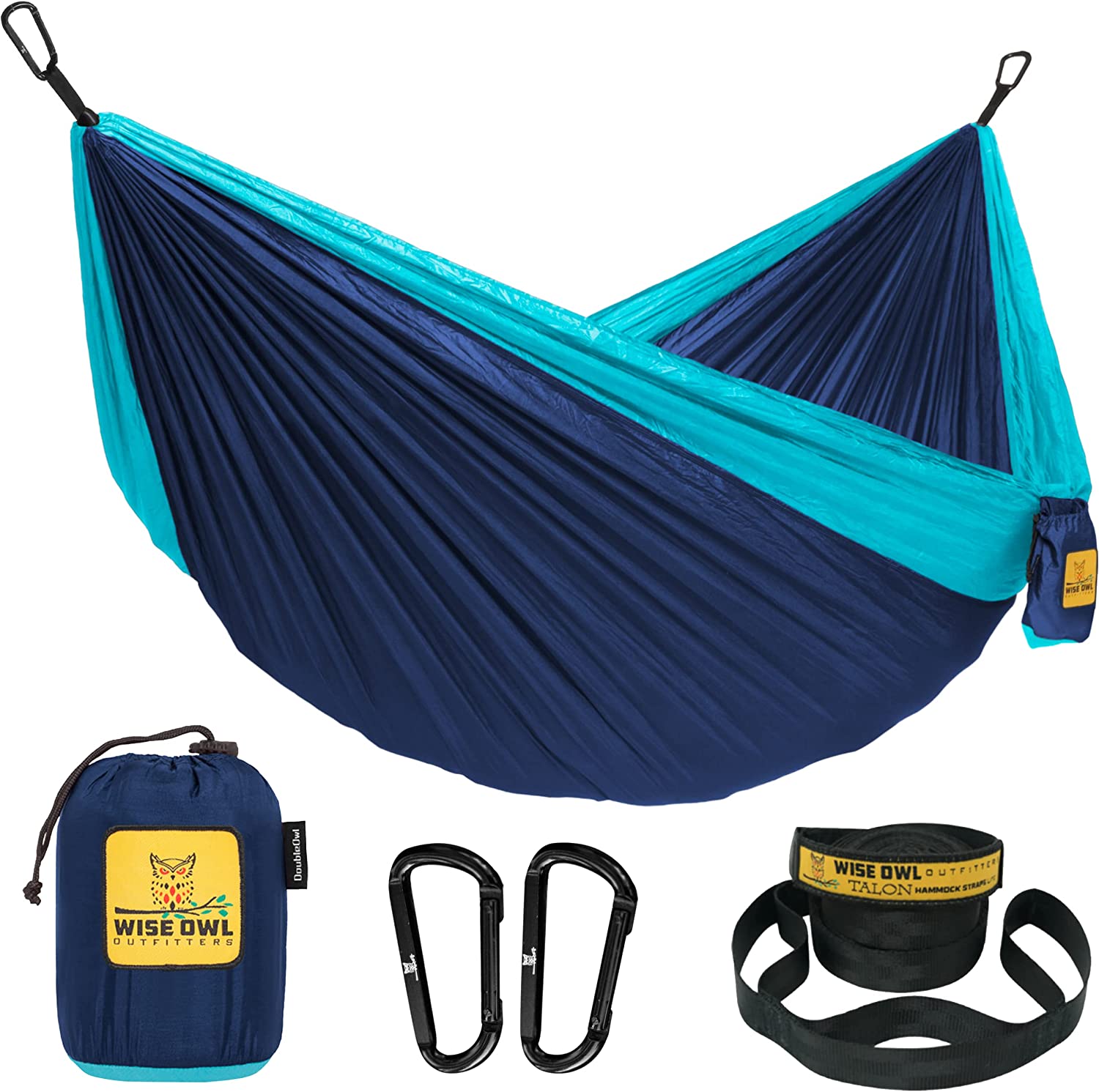 Wise Owl Outfitters Camping Hammock. Navy & Lt Blue