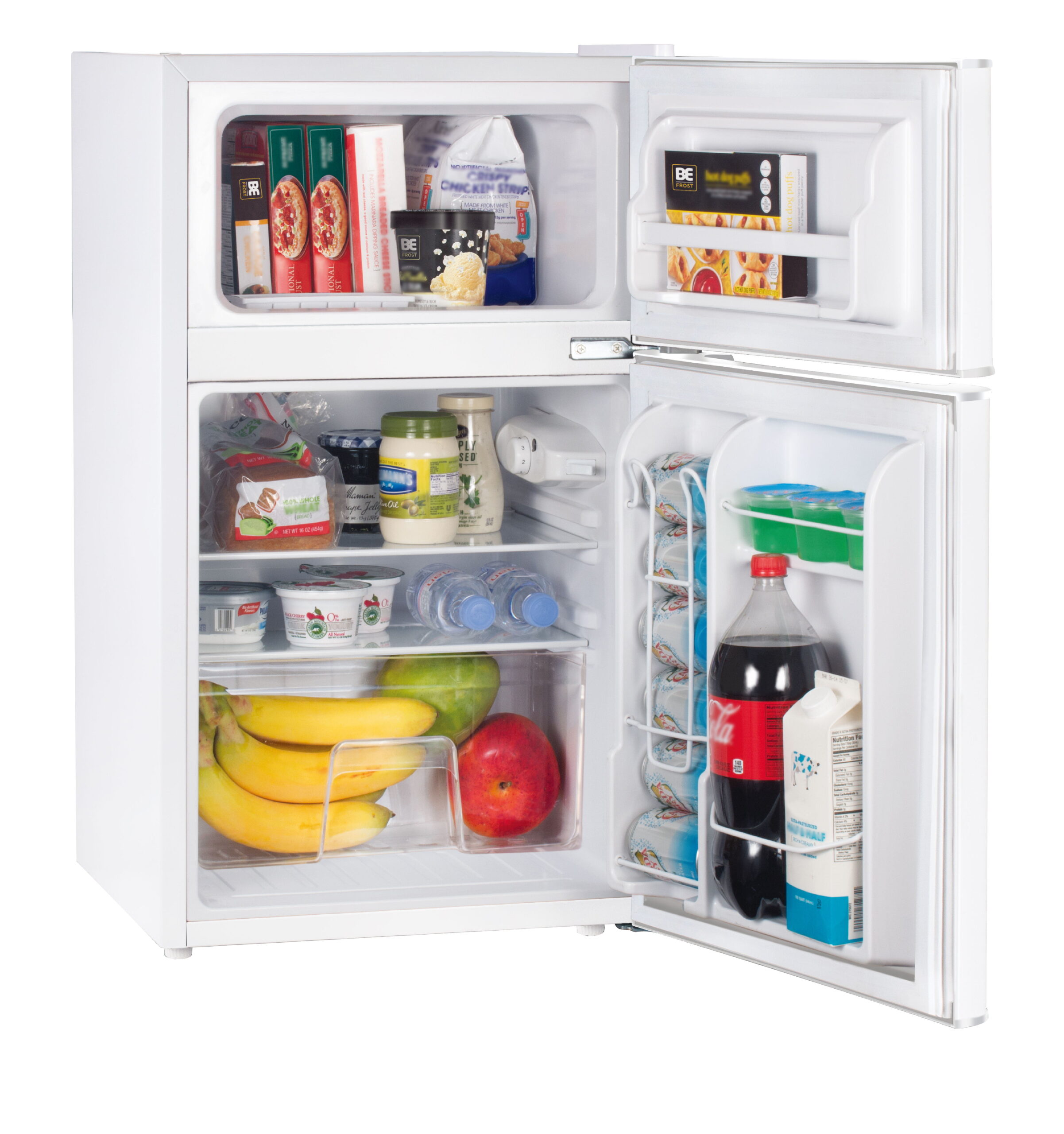 RCA 3.2 Cu Ft Two Door Mini Fridge with Freezer RFR832. White