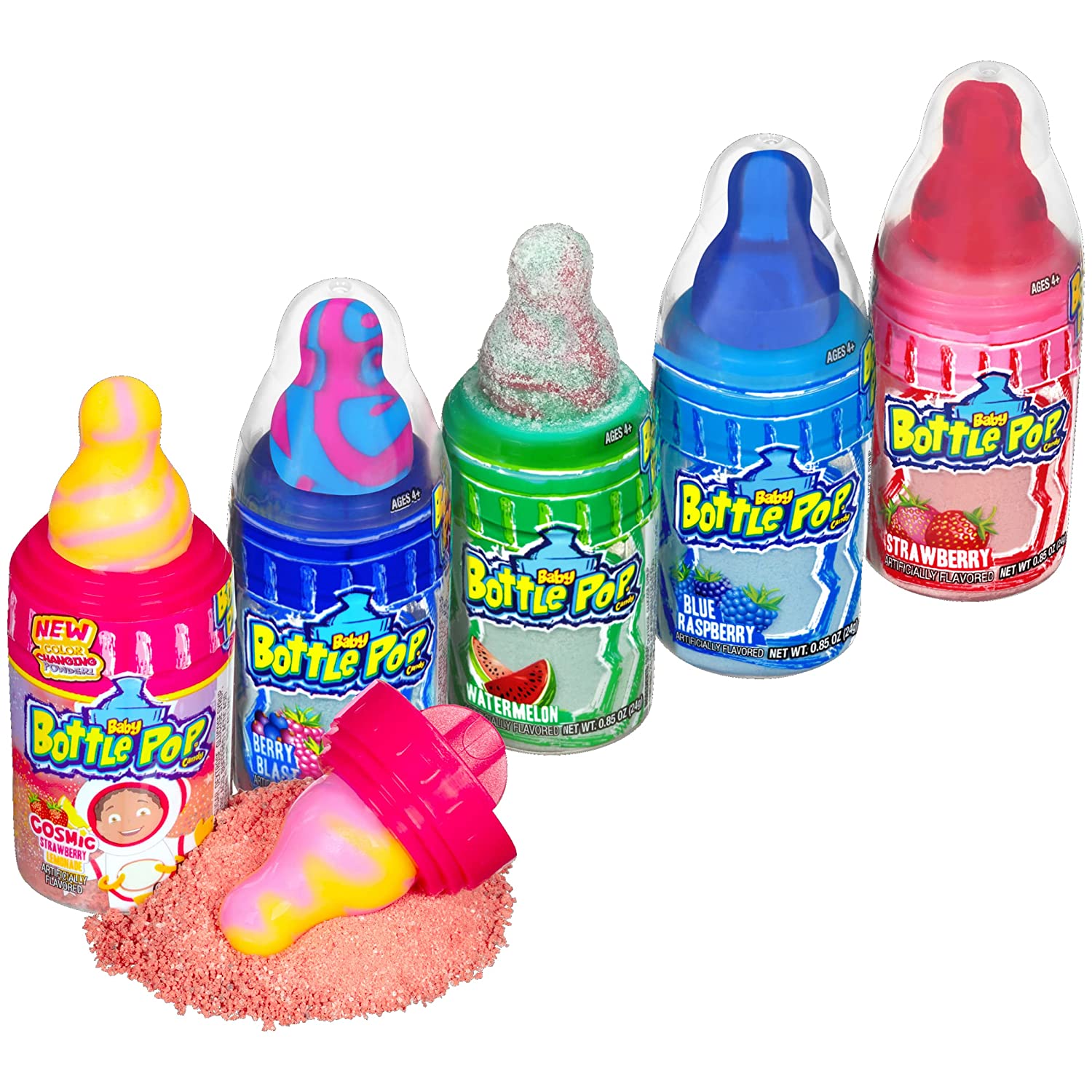 Baby Bottle Pop. Lollipops with Dipping Powder Assorted Flavors 18 pieces. 1.1 oz