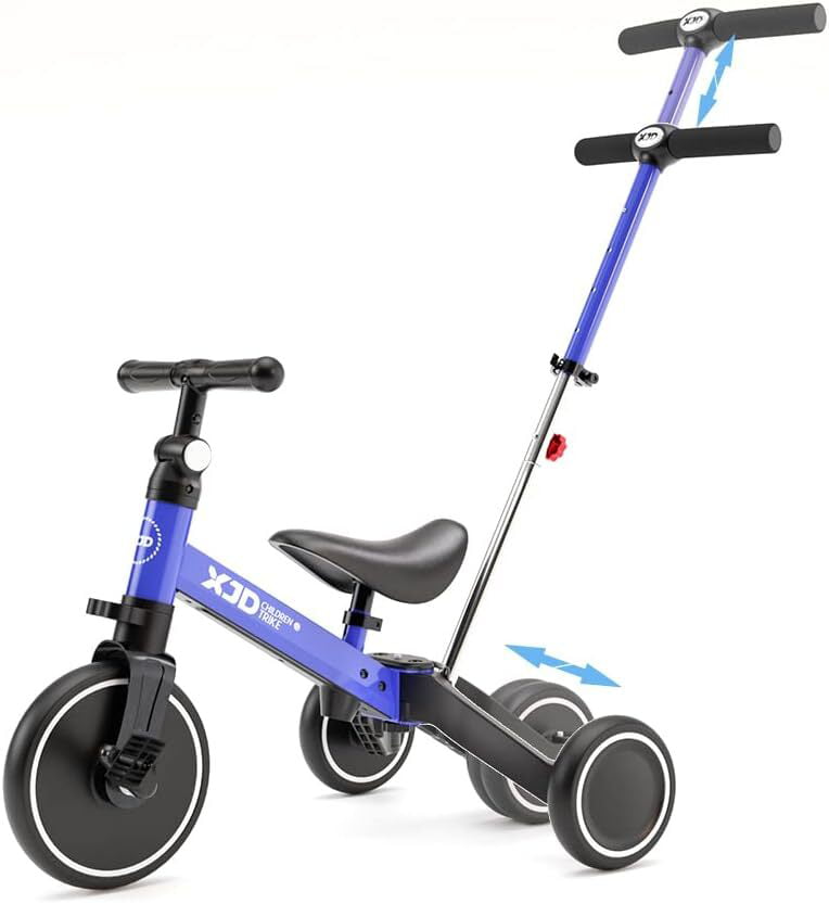 XJD 7 in 1 Toddler Bike with Push Handle.Tricycles for 1 to 3 Years Old. Toddler Tricycle with Push Handle for Boy Girl