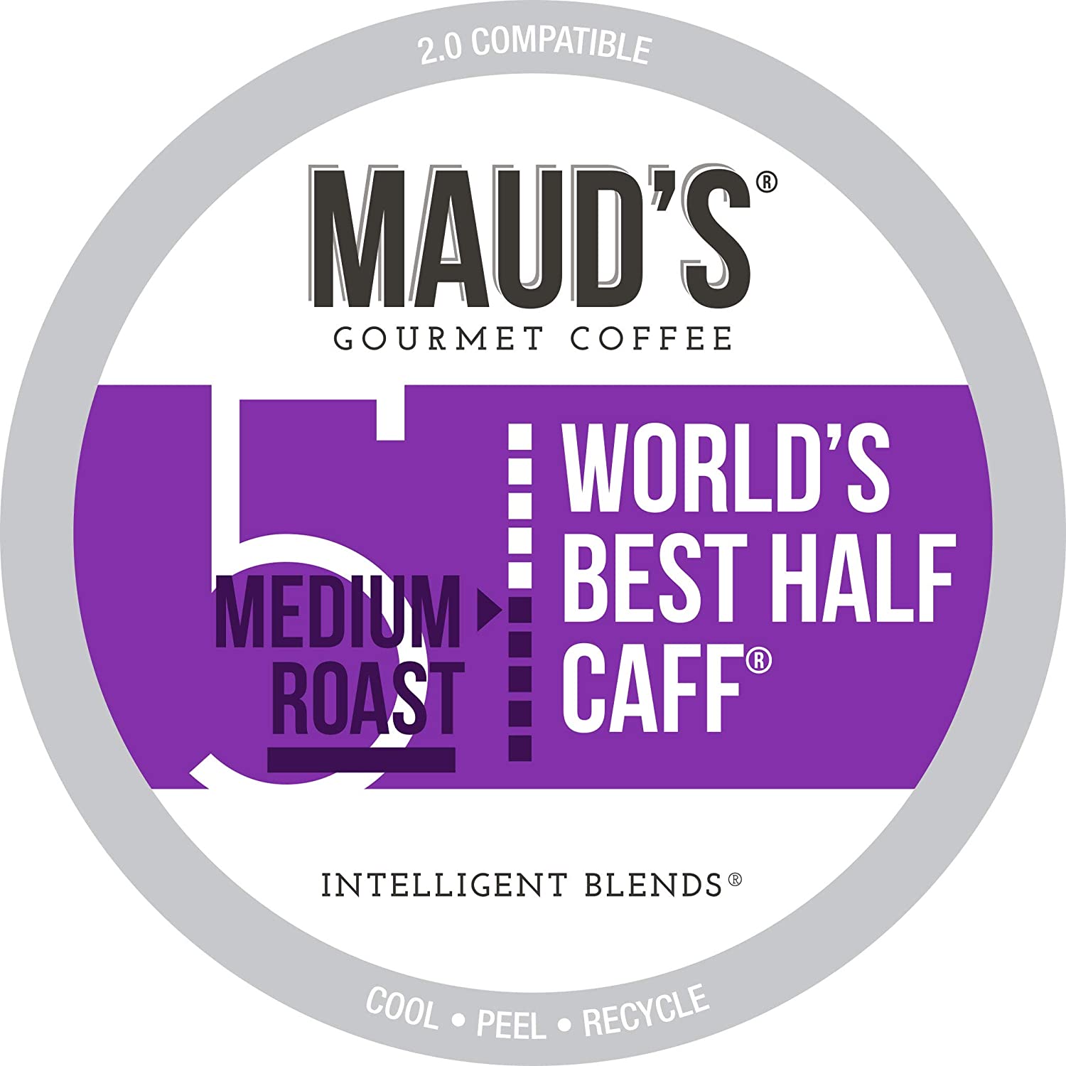 Maud-s Half Caff Coffee (World-s Best Half Caff). 100ct. Solar Energy Produced Recyclable Single Serve Medium Roast Half Caff Coffee Pods – 100% Arabica Coffee California Roasted. KCup Compatible