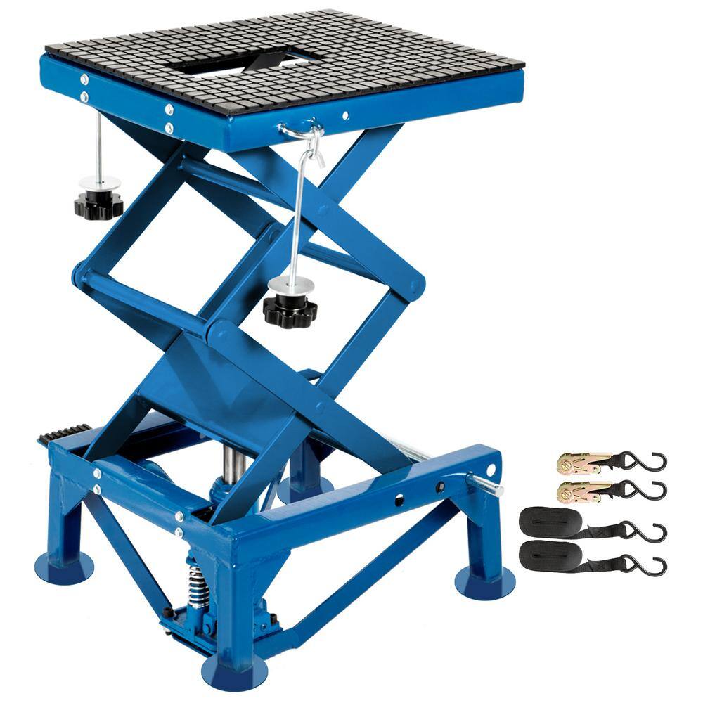 VEVOR MTCYYSJT300BLS001V0 Motorcycle Jack 300 LBS Hydraulic Motorcycle Scissor Jack Portable Lift Table Adjustable Motorcycle Lift Jack Blue