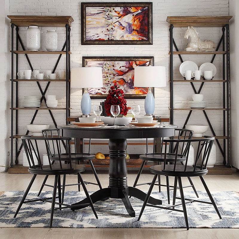 Weston Home Chelsea Dining Chair. Set of 2. Black. 28″ H x 21.5″ W x 20″ L