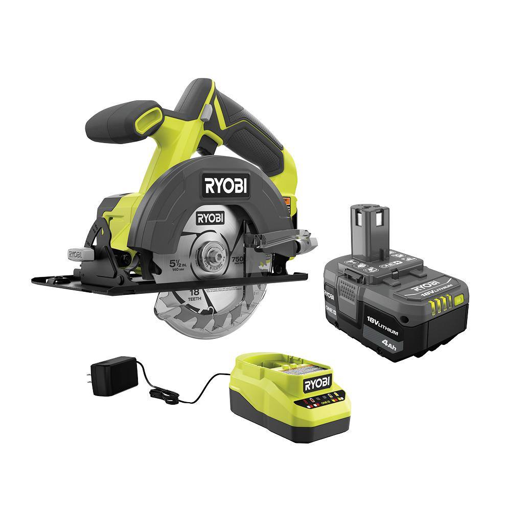 RYOBI PCL500K1 ONE+ 18V Cordless 5-1/2 in. Circular Saw Kit with 4.0 Ah Battery and Charger