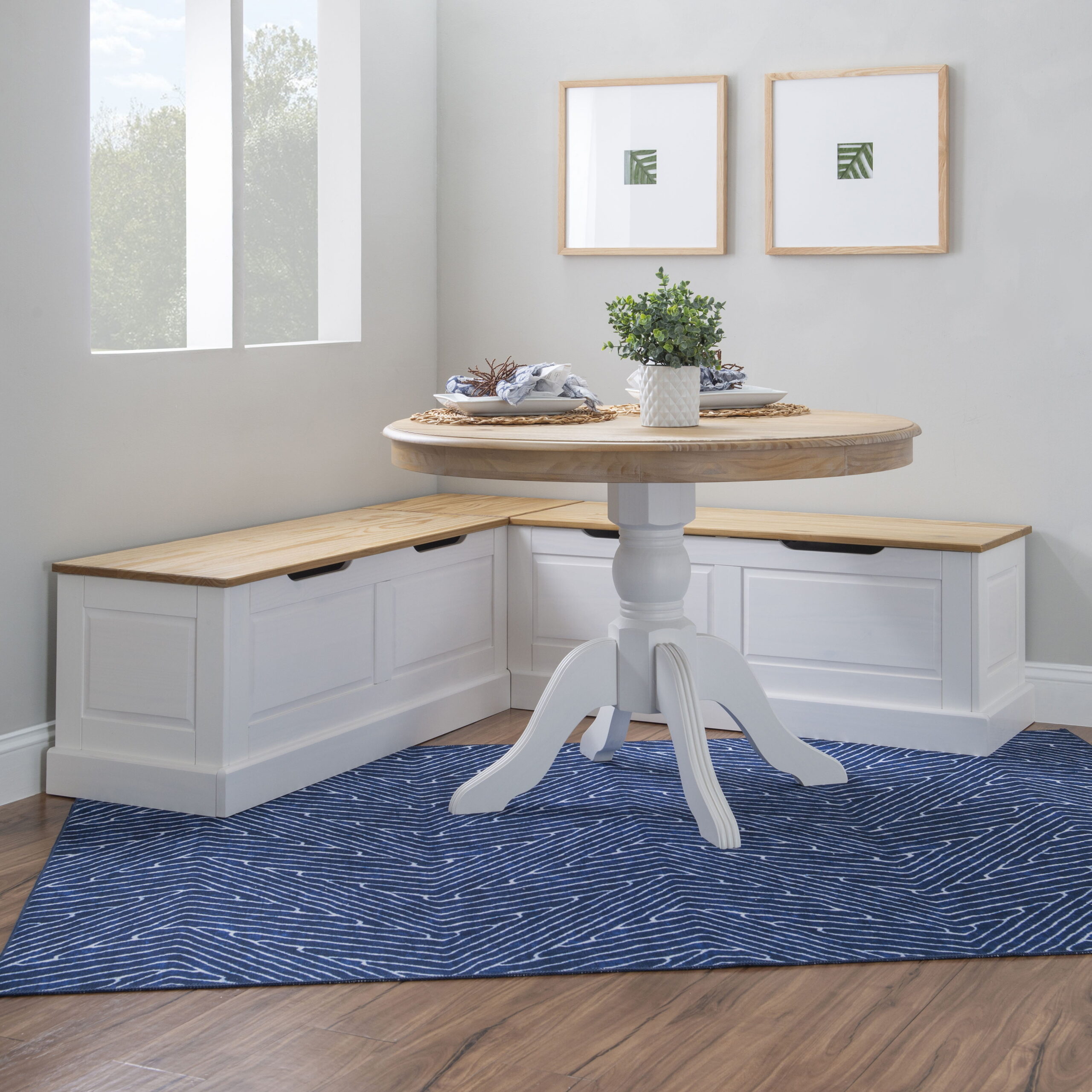 Linon Tobin Backless Corner Dining Nook - Natural/White